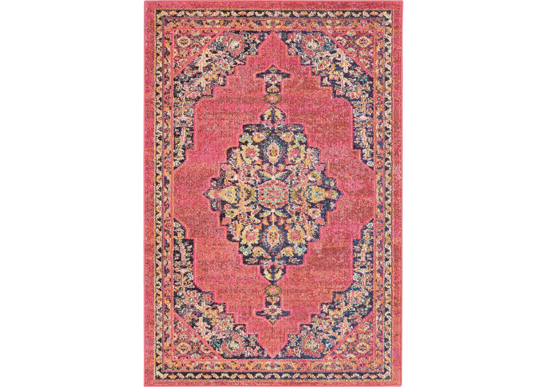 Nourison Passionate PST01 Pink Multicolor 4'x6' Boho Area Rug,Nourison