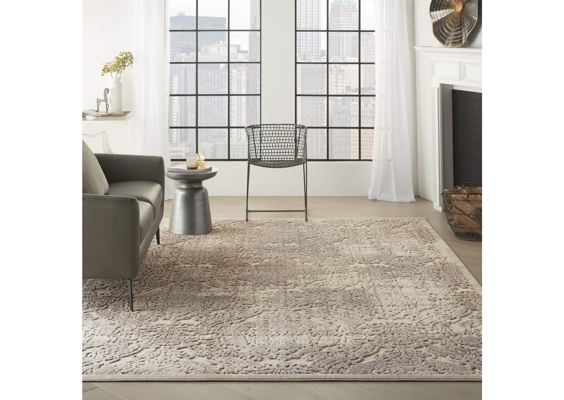 Nourison Graphic Illusions GIL09 White 7'x10' Rug,Nourison