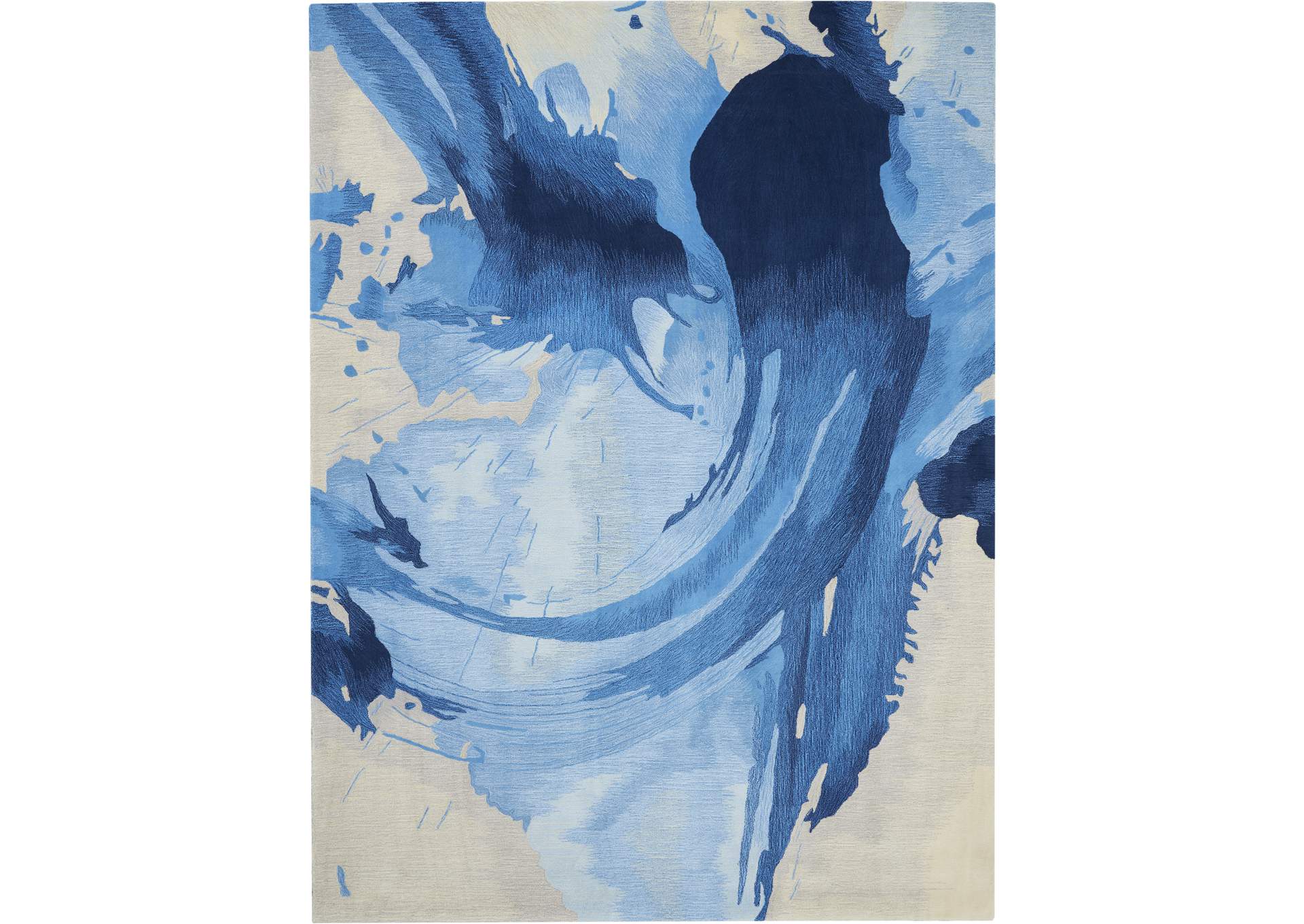 Nourison Symmetry SMM01 Navy Blue and Ivory 9'x12' Oversized Watercolor Rug,Nourison