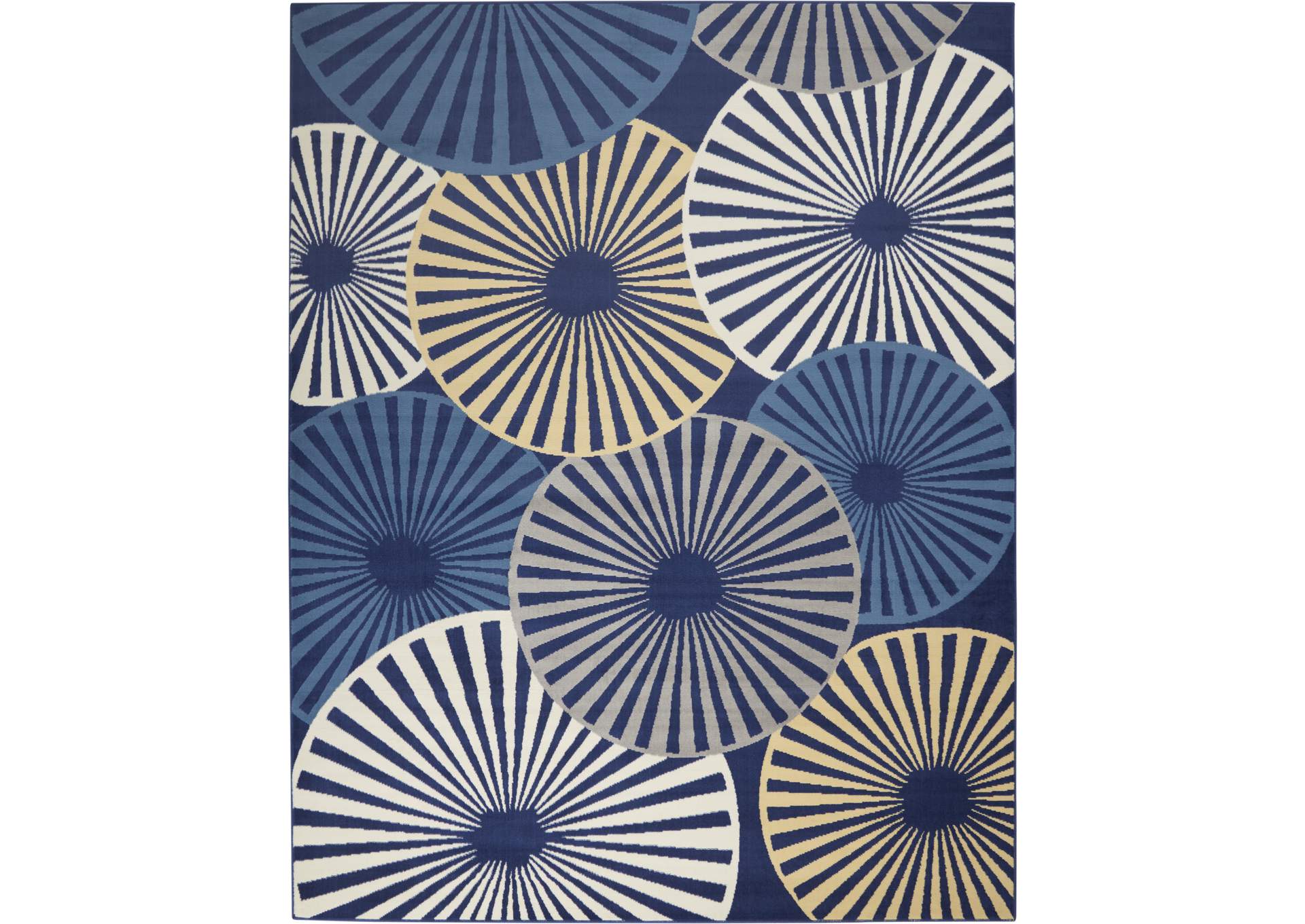 Nourison Grafix GRF20 Navy and Cream White 8'x10' Large Rug,Nourison