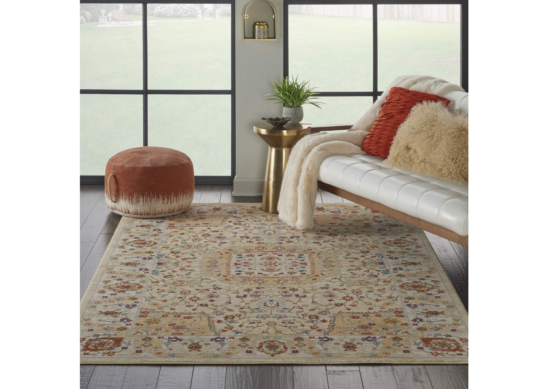 Nourison Majestic 6'x8' Light Orange Multicolor Persian Area Rug,Nourison
