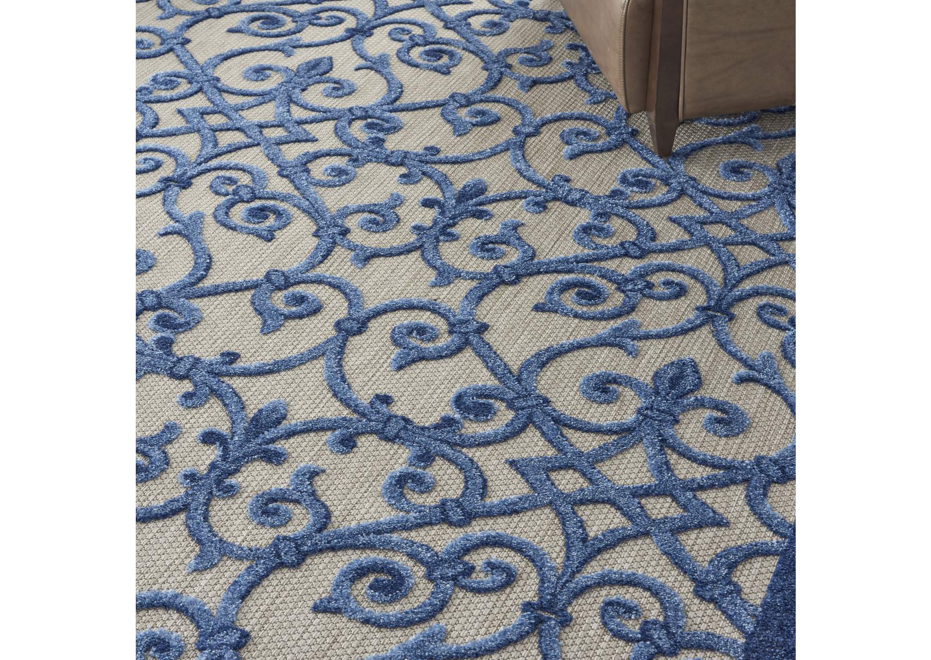 Nourison Aloha 8'x11' Blue Patio Area Rug,Nourison