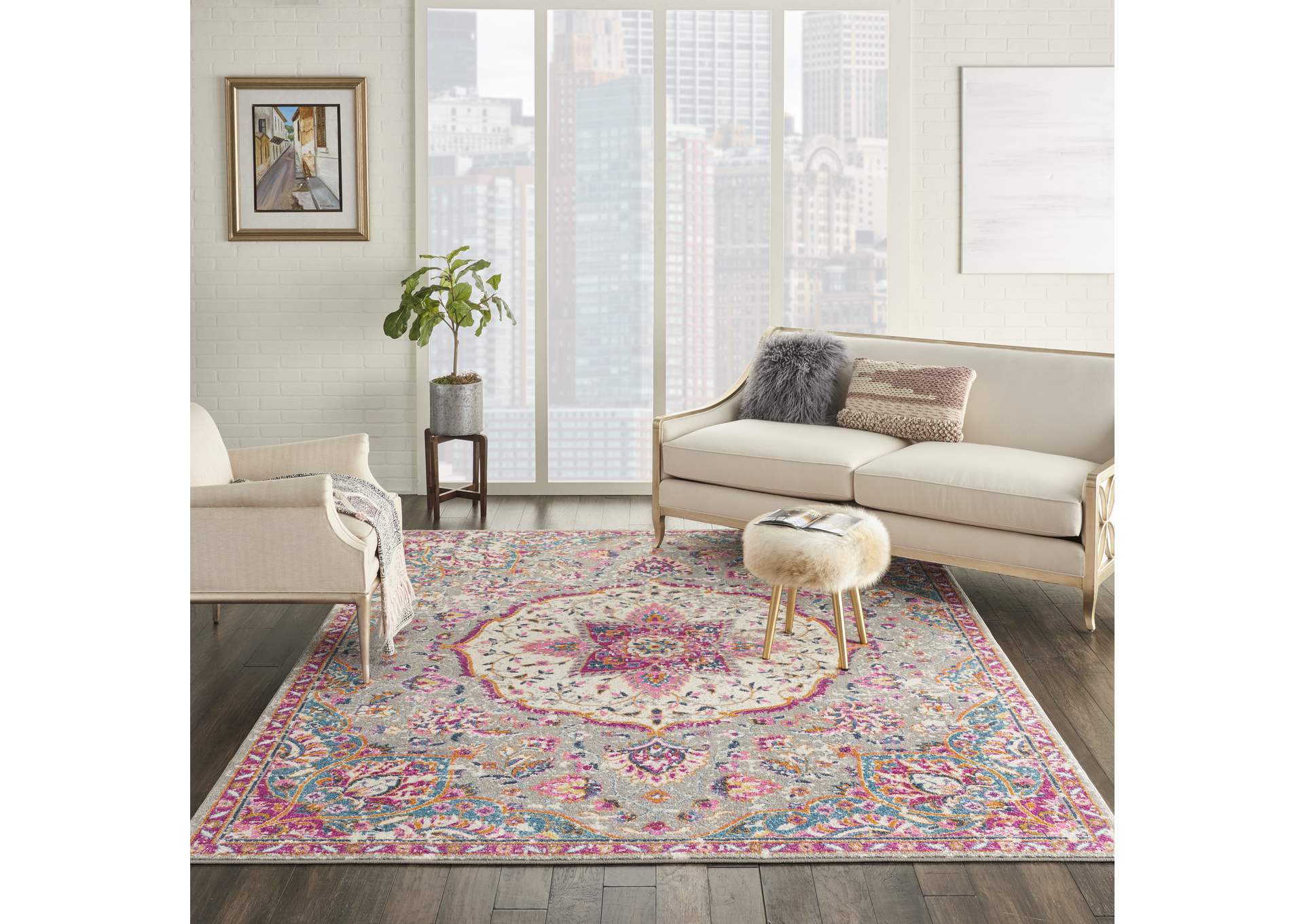 Nourison Passion Bohemian Grey Multi Colored Area Rug,Nourison