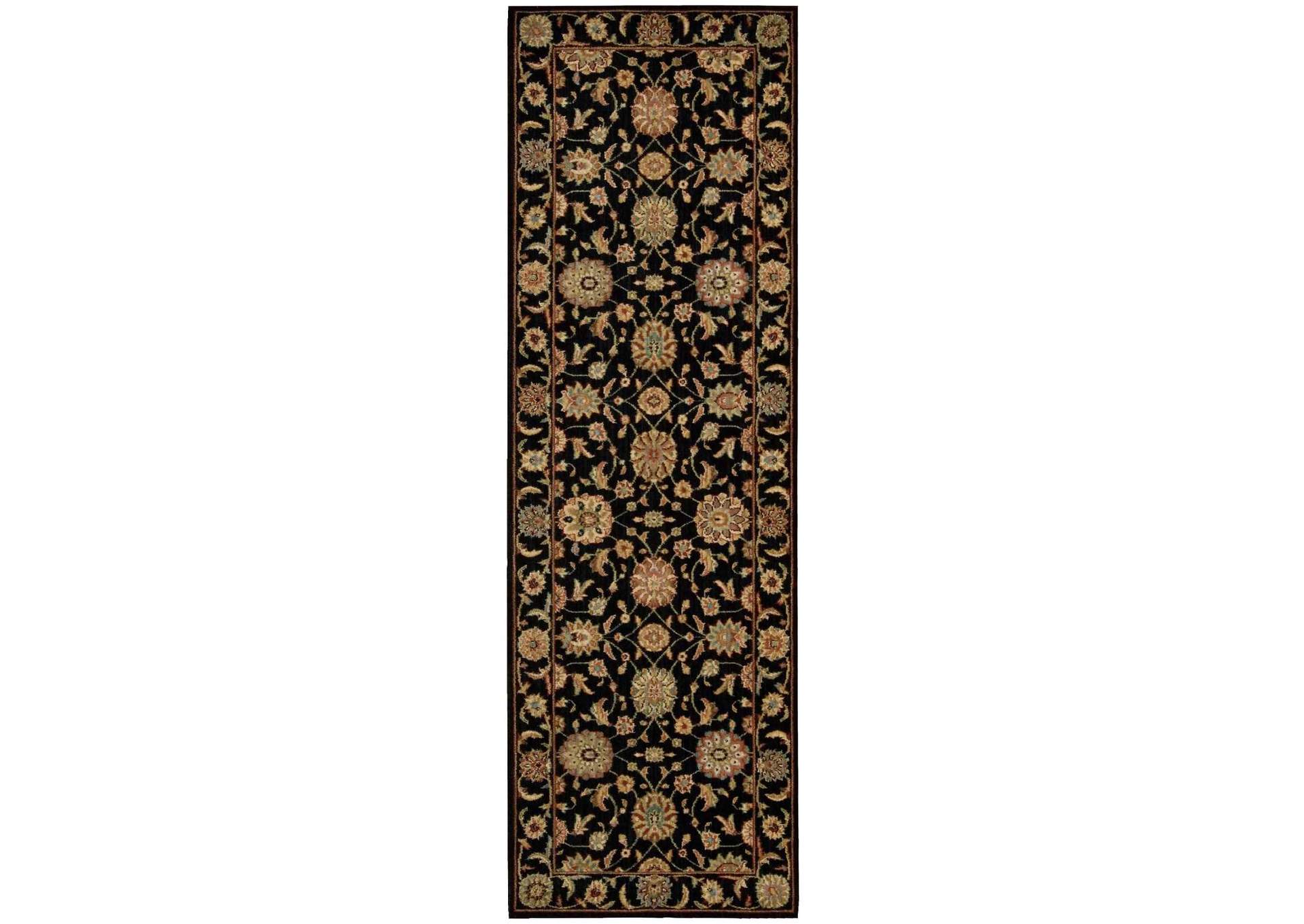 Nourison Living Treasures LI05 Black 8' Runner Hallway Rug,Nourison