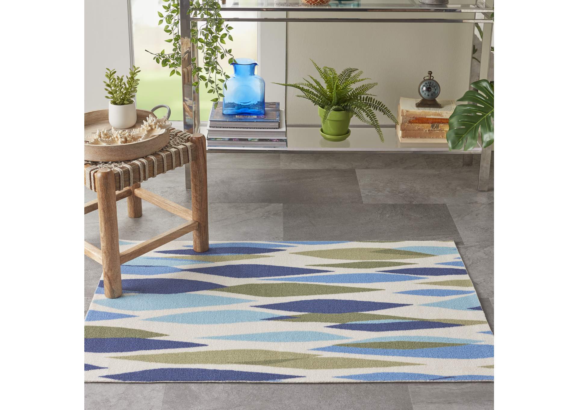 Waverly Sun N Shade 2'x4' Green Area Rug,Nourison