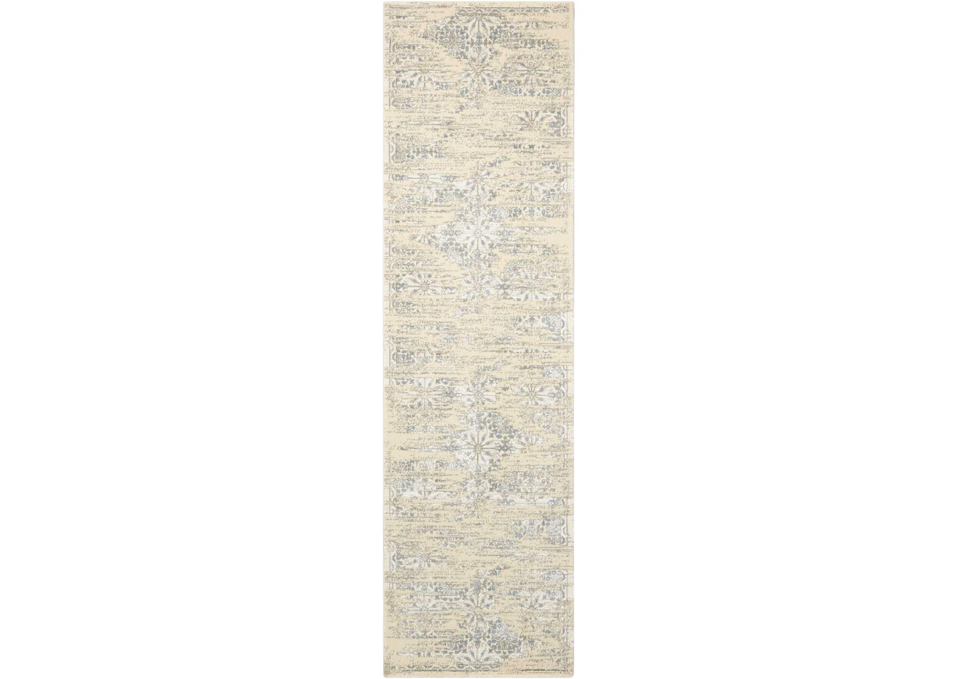 Nourison Luminance LUM09 White 8' Runner Hallway Rug,Nourison