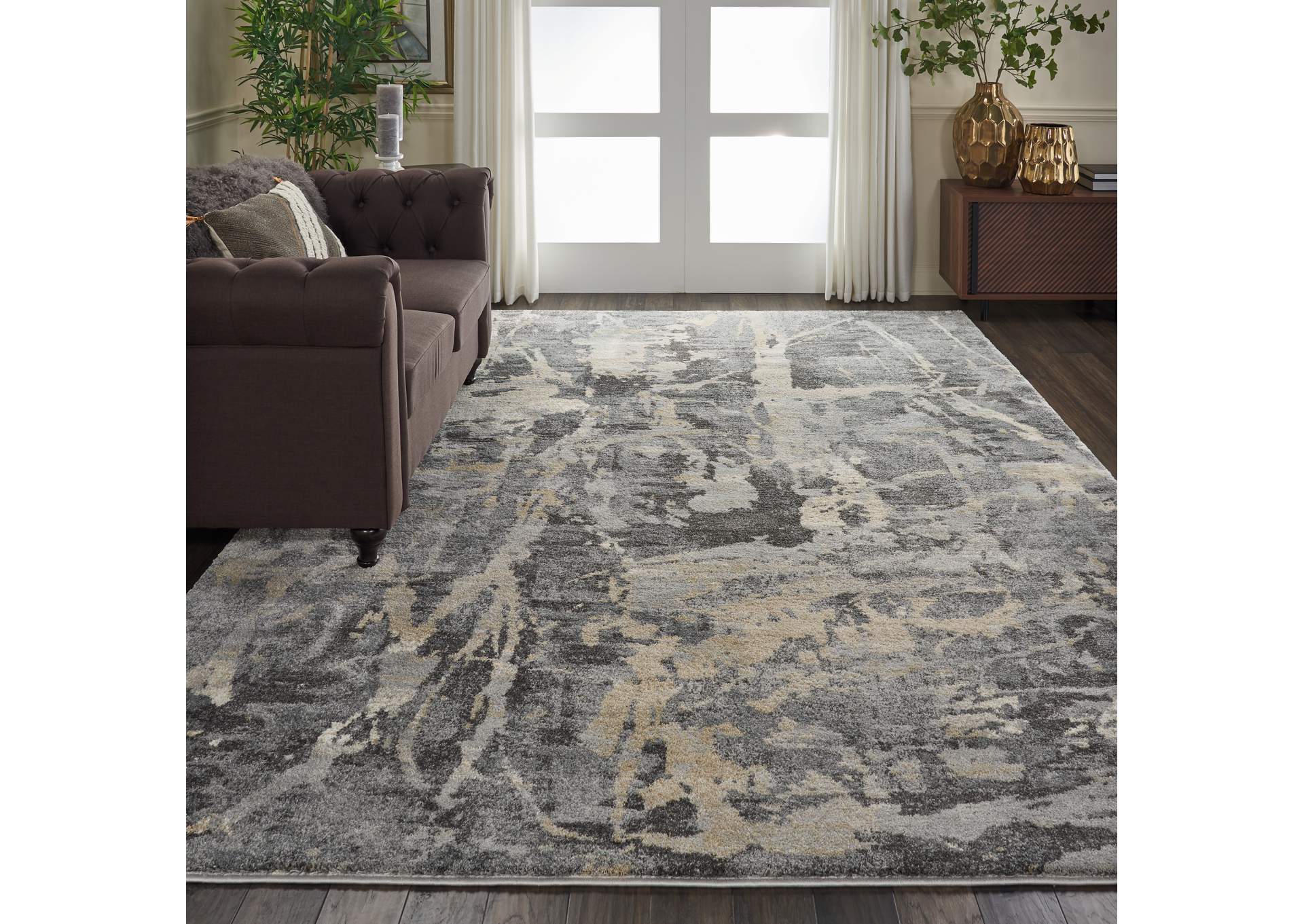 Nourison Fusion FSS10 Beige and Grey 10'x13' Oversized Plush Shag Rug,Nourison