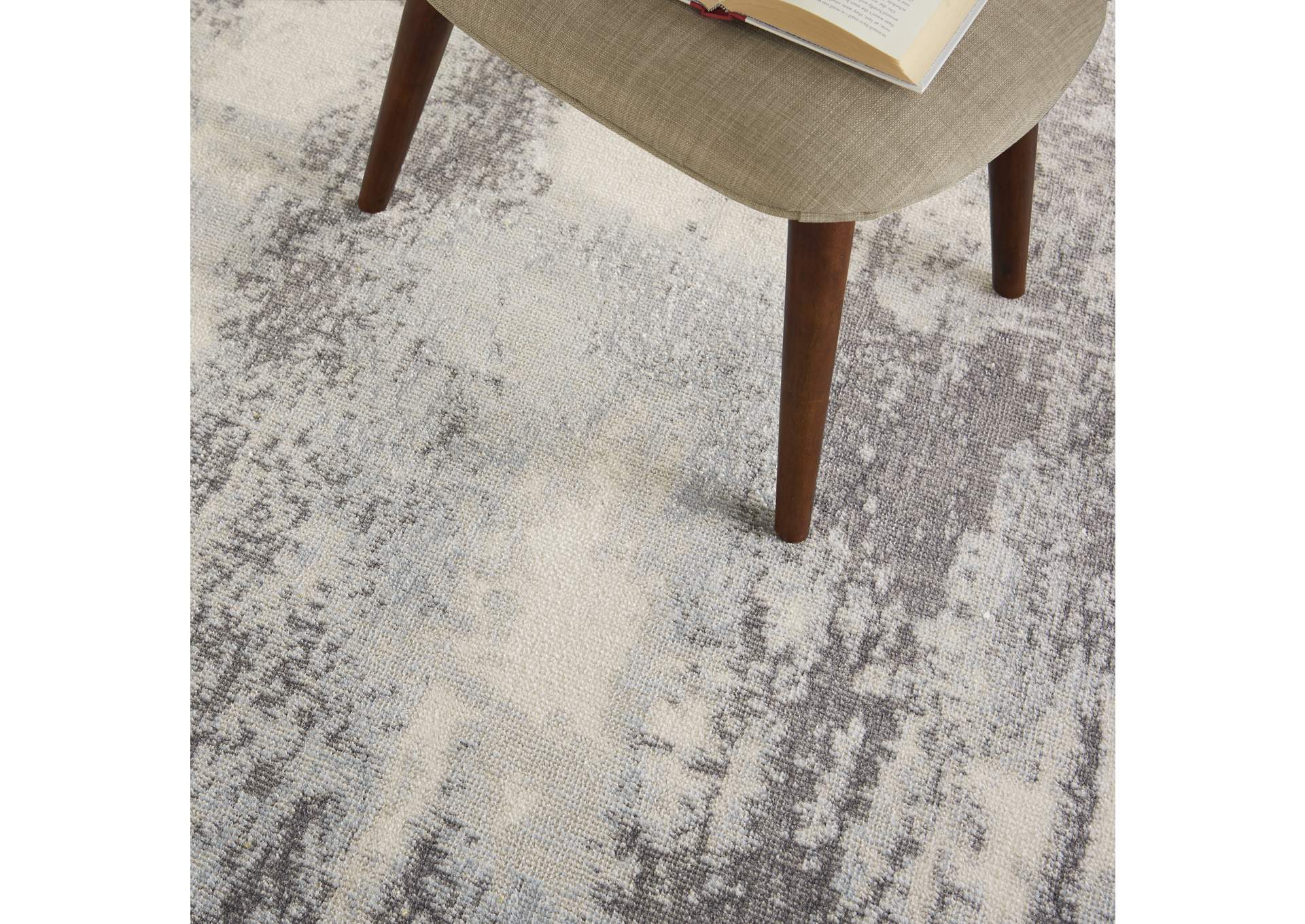 Nourison Etchings 5'3" x 7'3" Grey/Light Blue Painterly Area Rug,Nourison