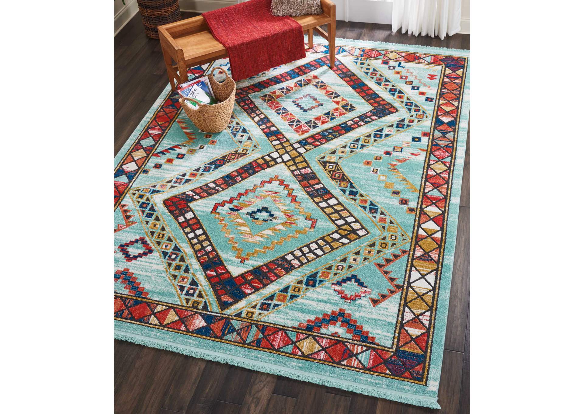 Nourison South Western NAV02 Blue Multicolor 8'x11' Oversized Rug,Nourison