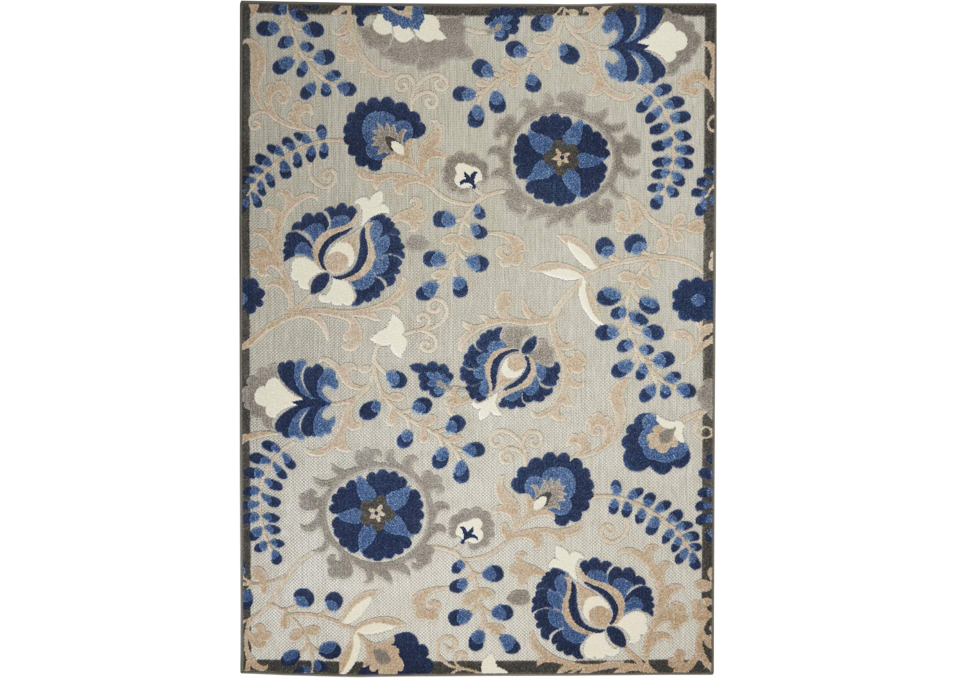Nourison Aloha 4'x6' Blue Patio Area Rug,Nourison