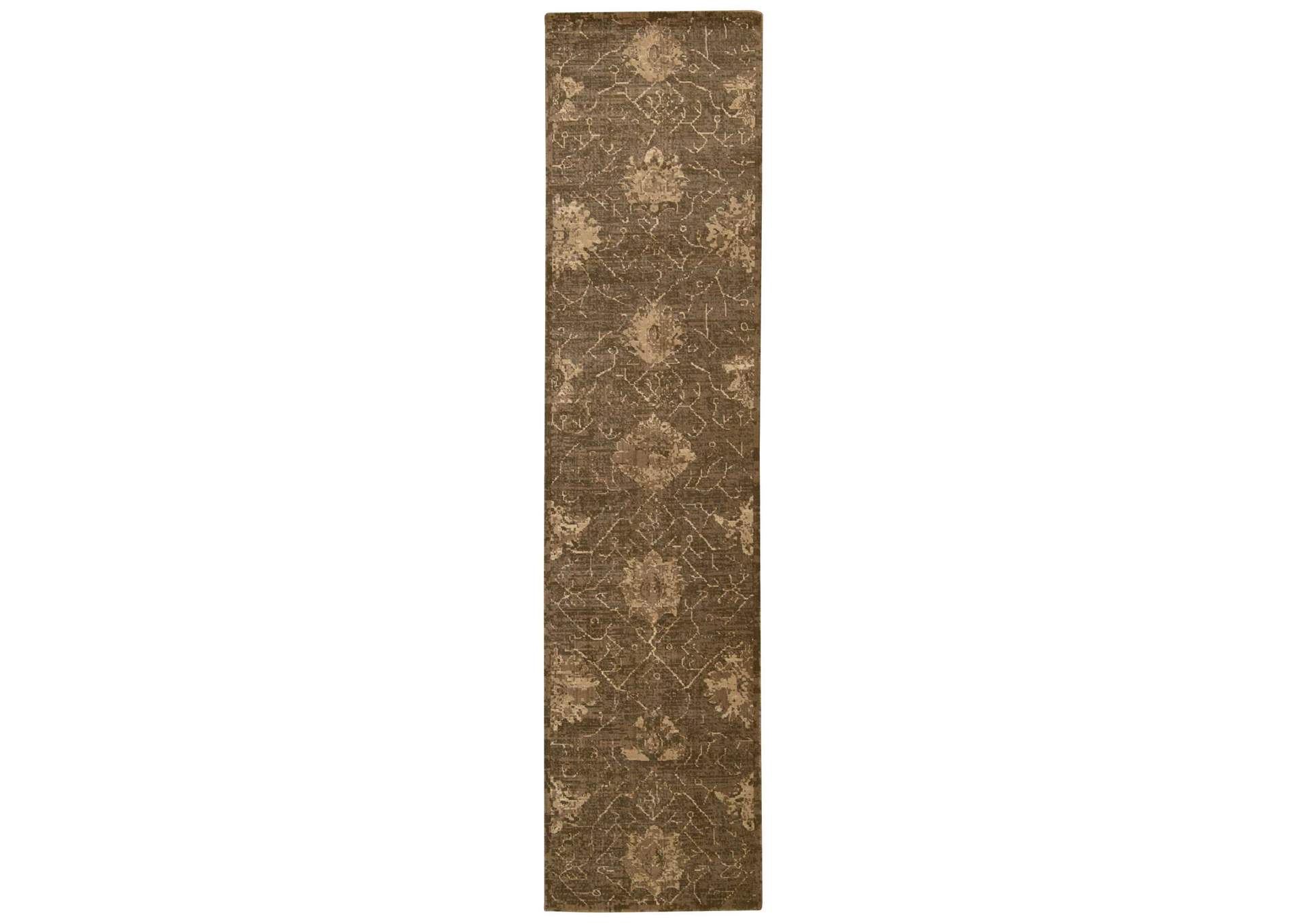 Nourison Silken Allure SLK08 Brown 10' Runner Hallway Rug,Nourison