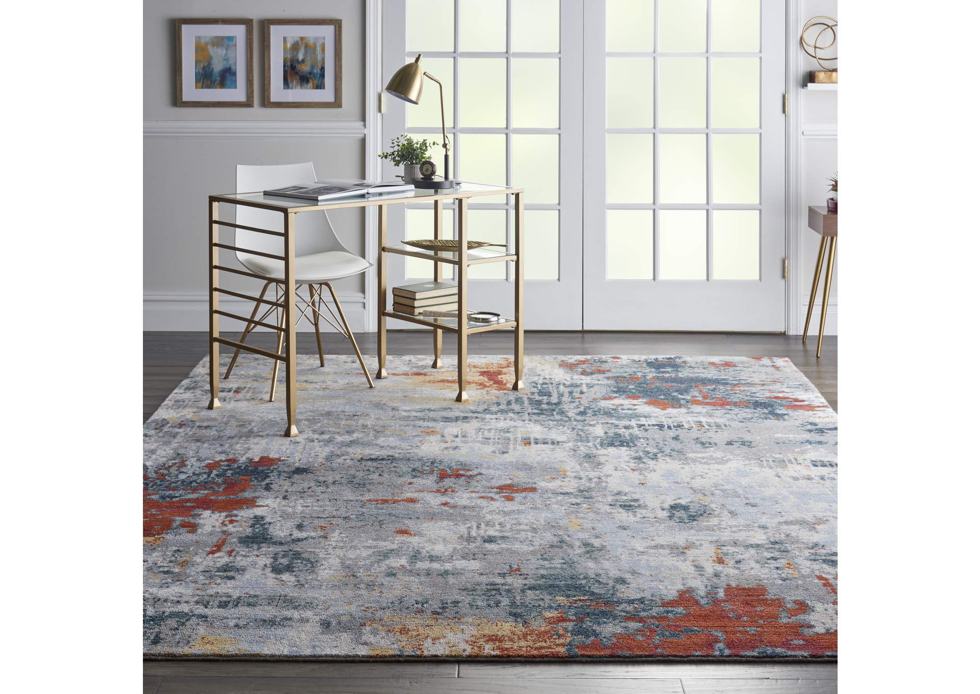 Nourison Artworks ATW03 Grey Multicolor 8'x10' Rug,Nourison