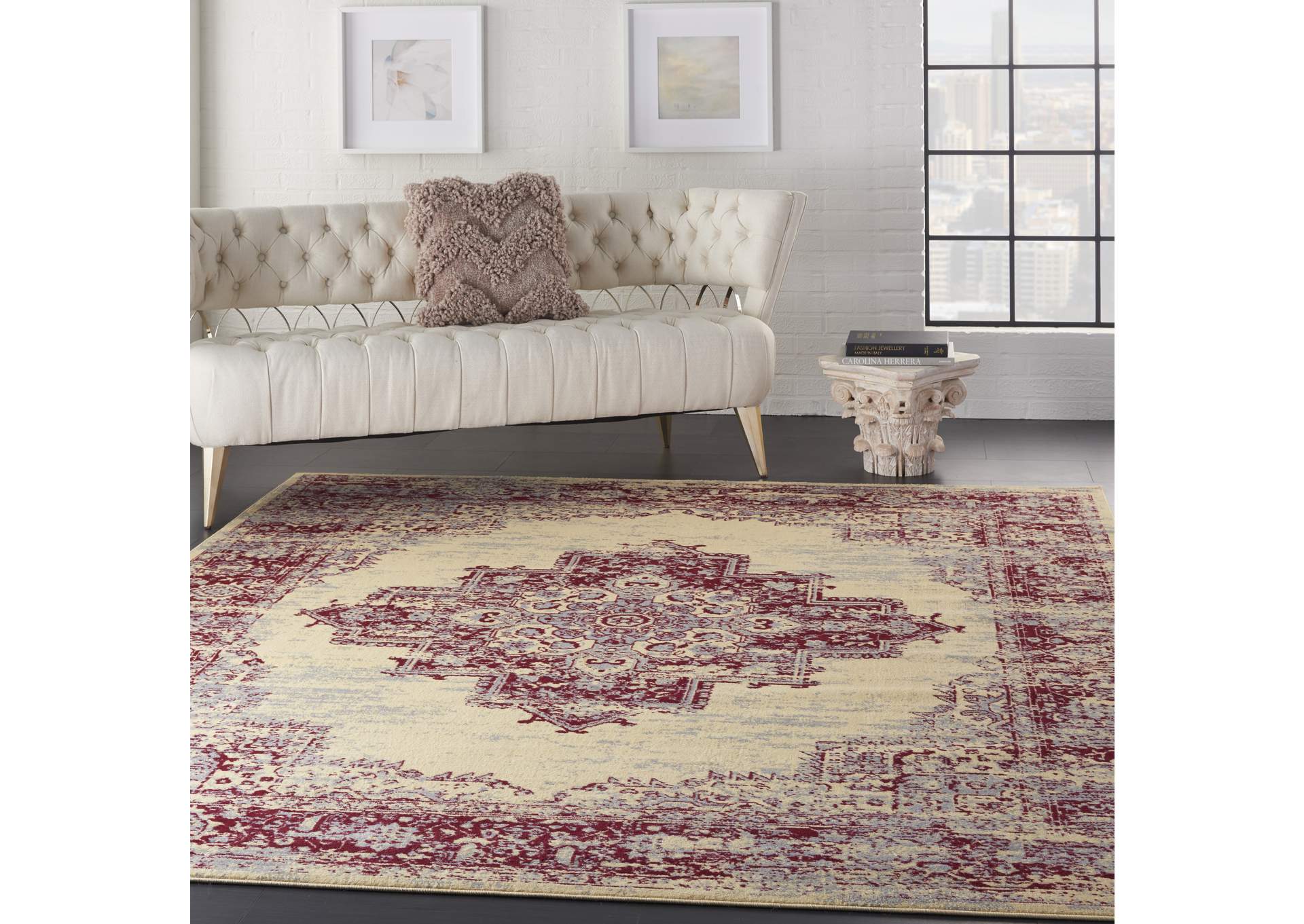 Nourison Grafix GRF14 Red and White 8'x10' Large Rug,Nourison