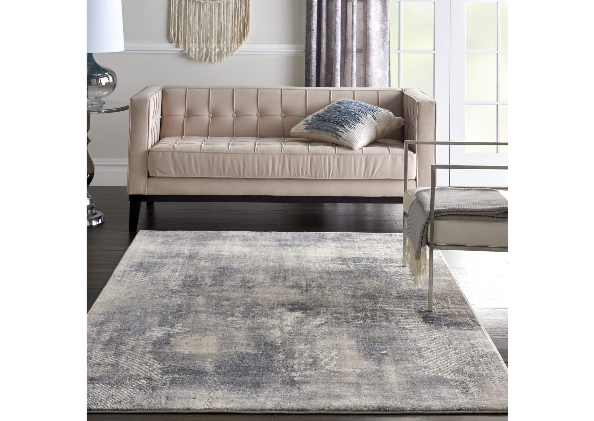 Nourison Rustic Textures RUS02 Slate Blue and Ivory 5'x7' Rustic Area Rug,Nourison
