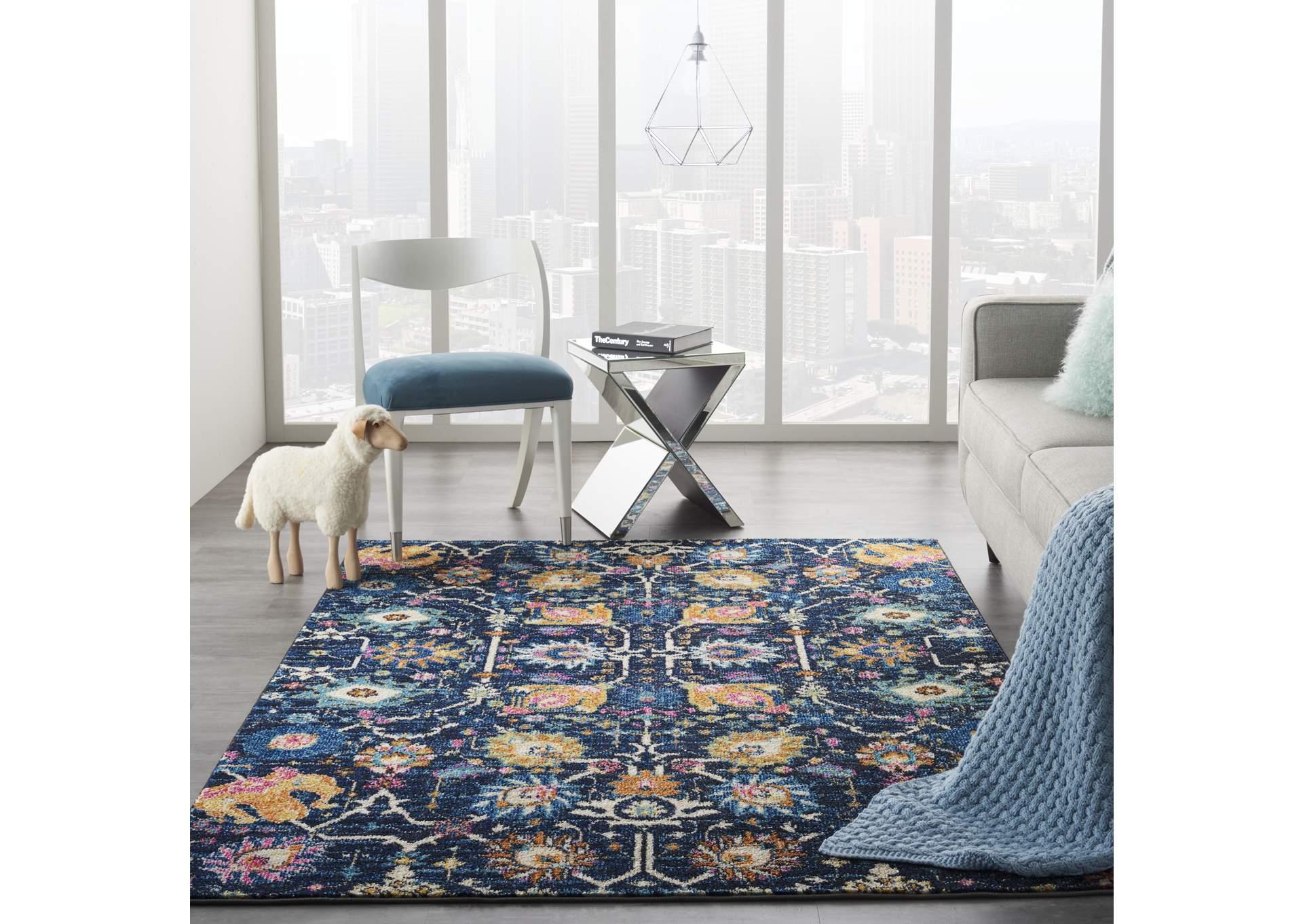 Nourison Passion 4' x 6' Navy and Blue Area Rug,Nourison