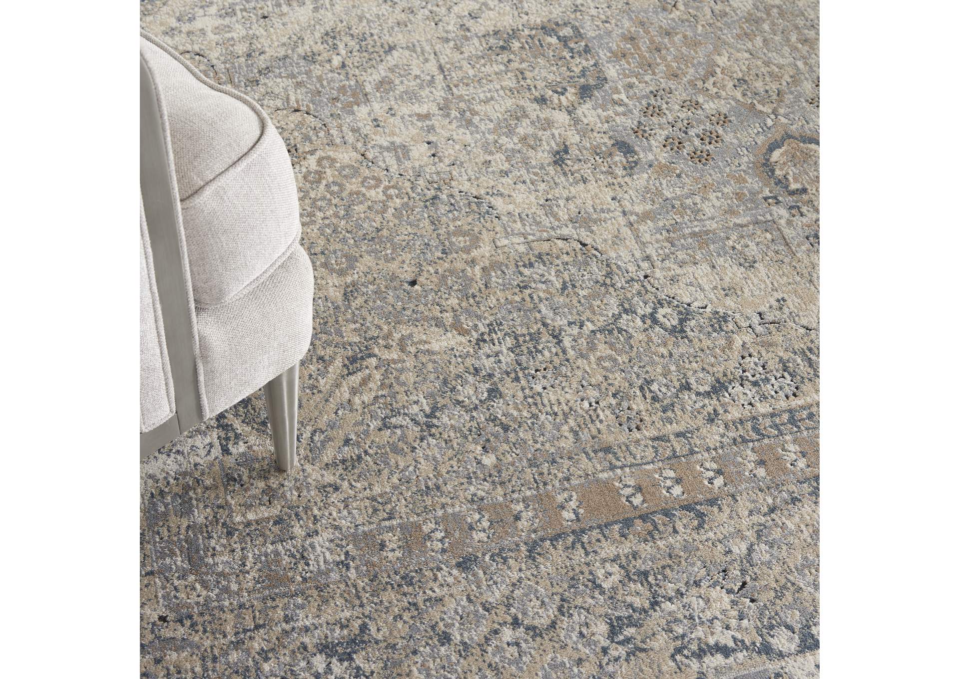 kathy ireland Home Malta MAI01 Blue and Ivory 9'x12' Rug,Nourison