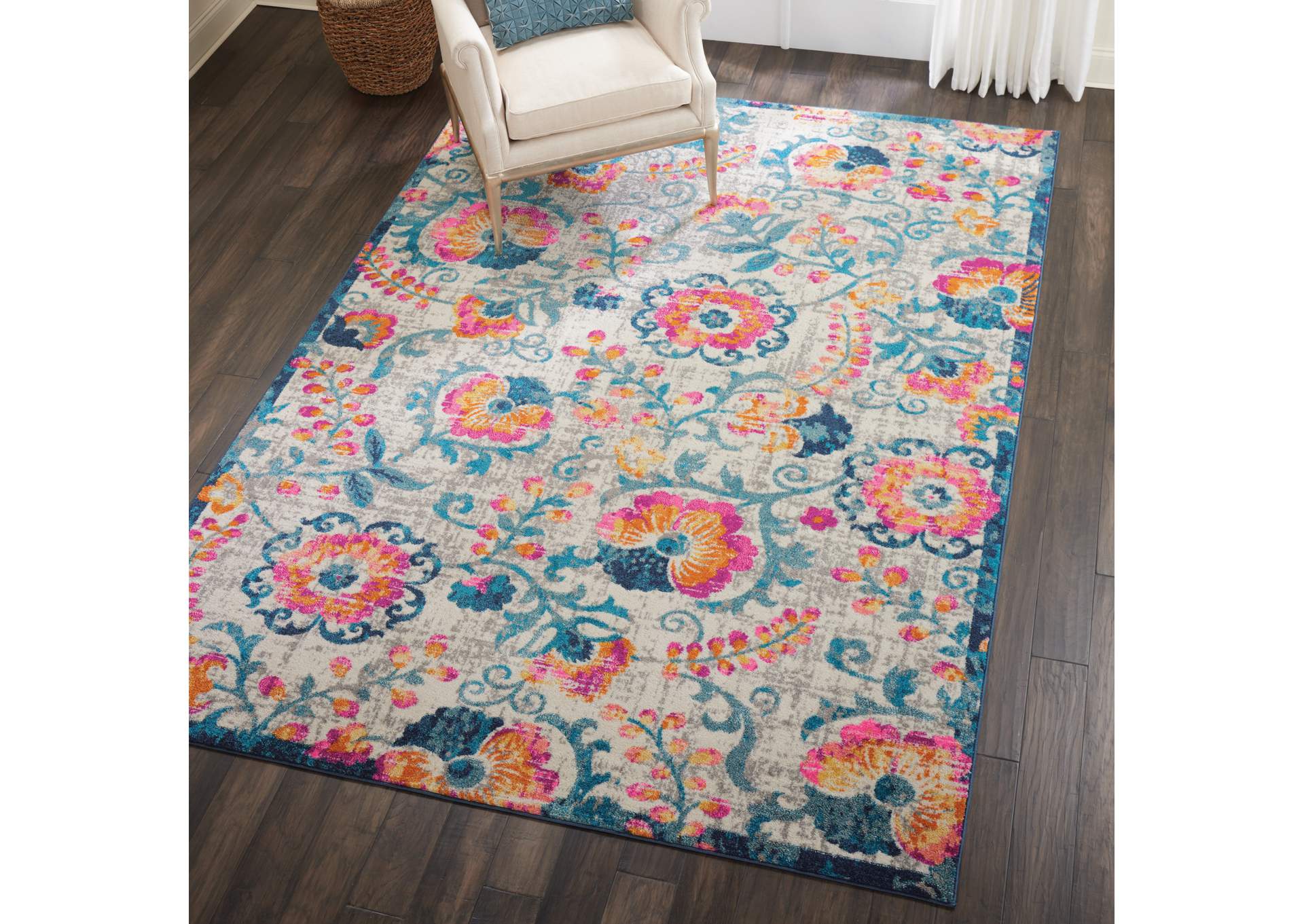 Nourison Passion PSN19 White Multicolor 7'x10' Large Rug,Nourison