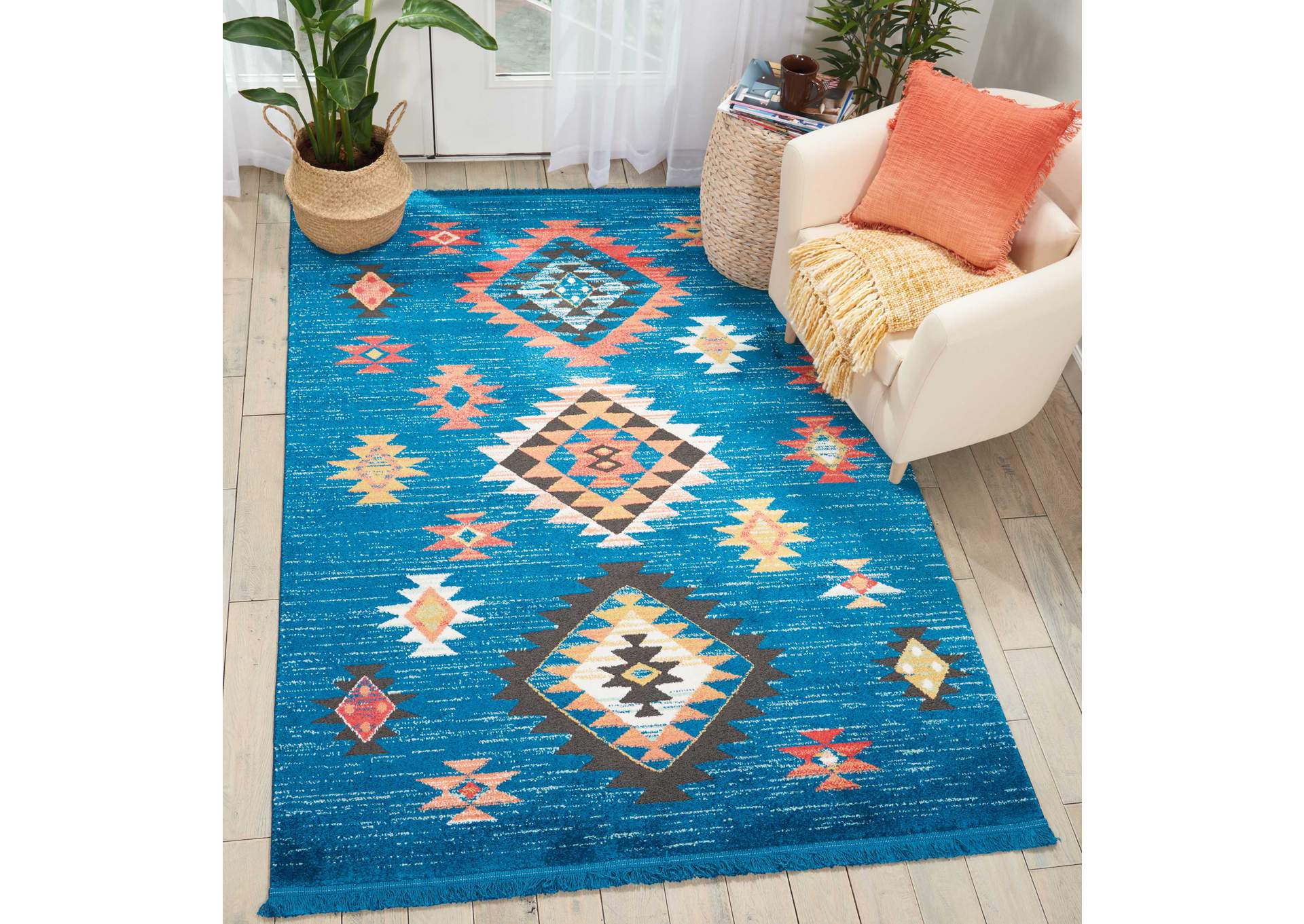 Nourison South Western NAV07 Blue 5'x8' Area Rug,Nourison
