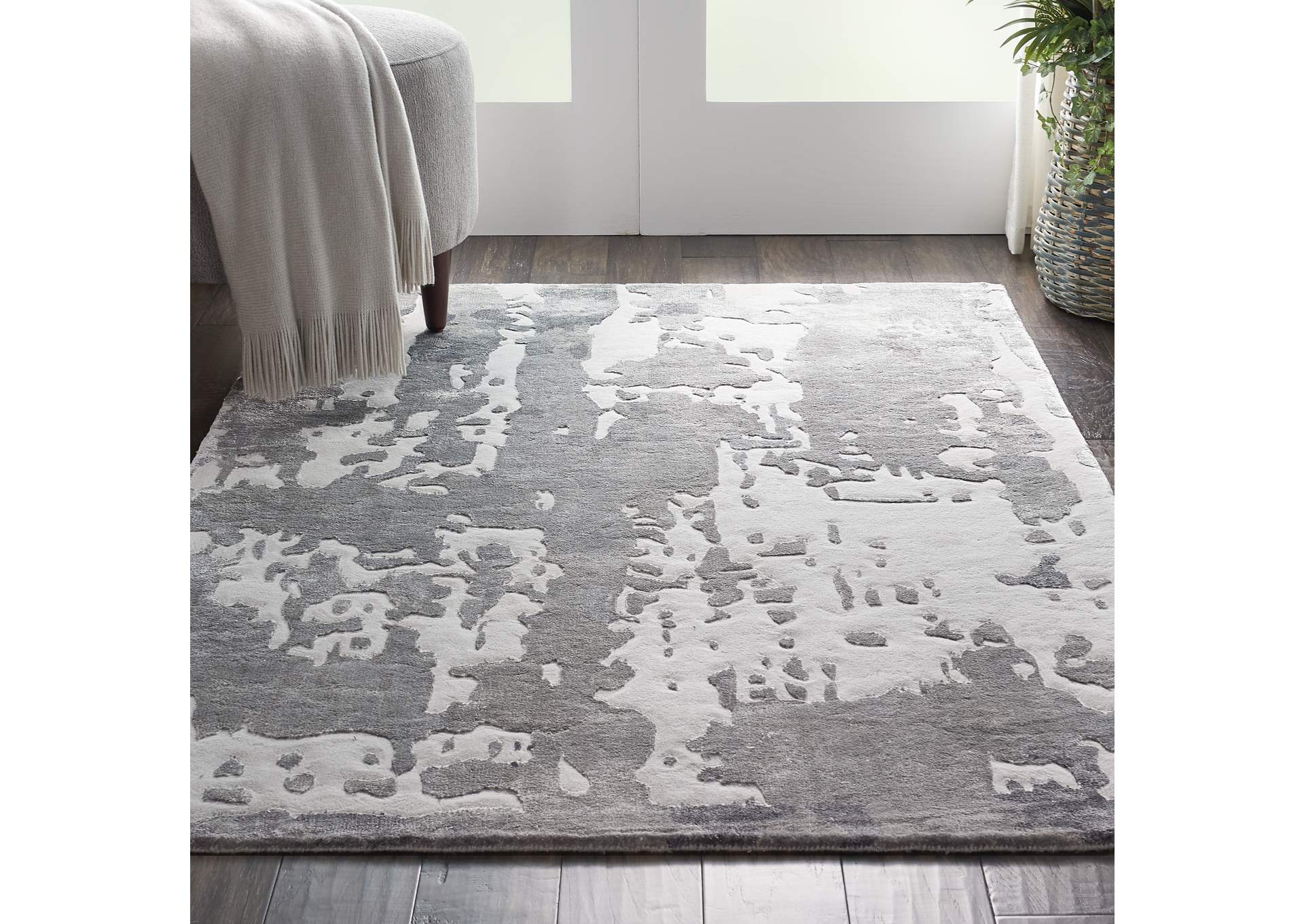 Nourison Prismatic 4'x6' Silver Grey Abstract Area Rug,Nourison