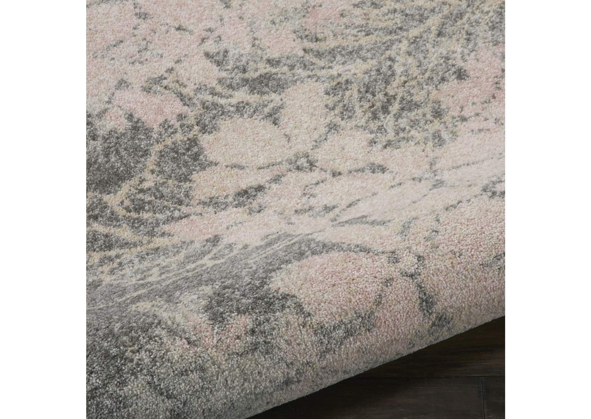 Nourison Tranquil 2'x4' Pink and Grey Ombre Floral Small Rug,Nourison