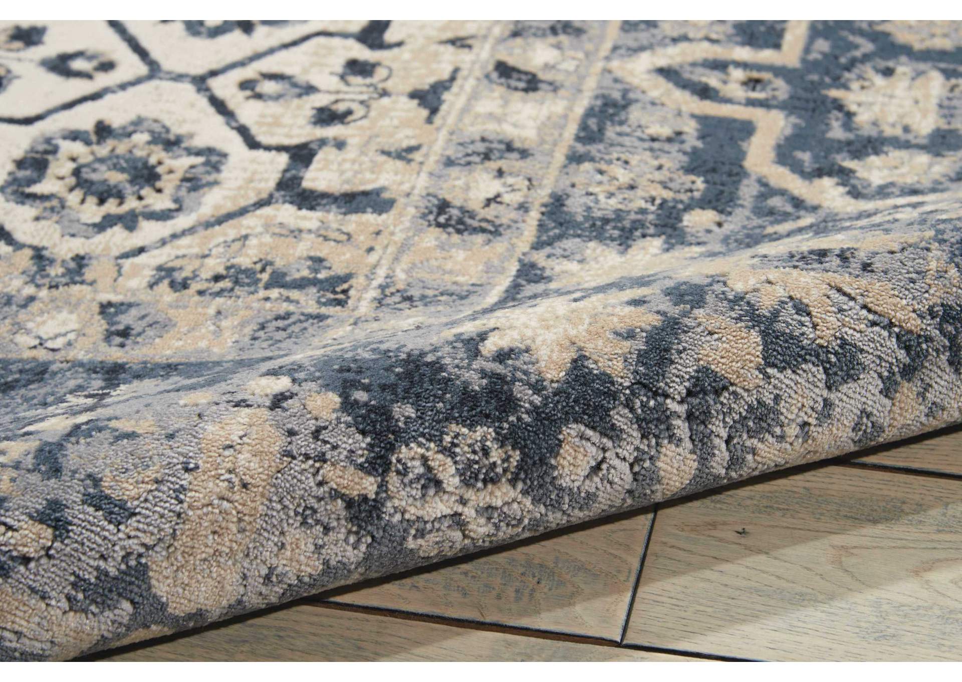 kathy ireland Home Malta MAI04 Blue and Ivory 4'x6' Area Rug,Nourison