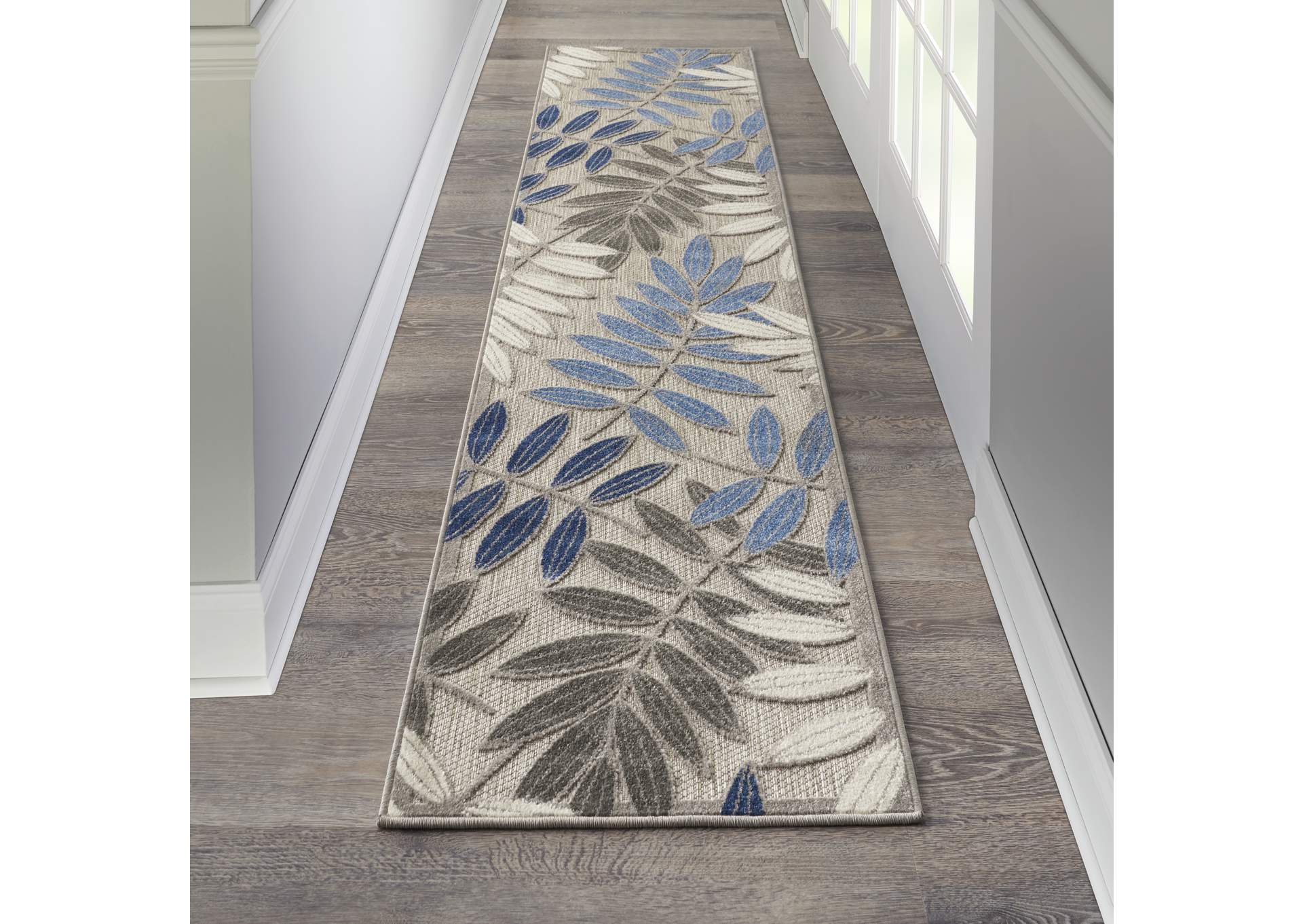 Nourison Aloha 8'xRunner Blue Patio Area Rug,Nourison