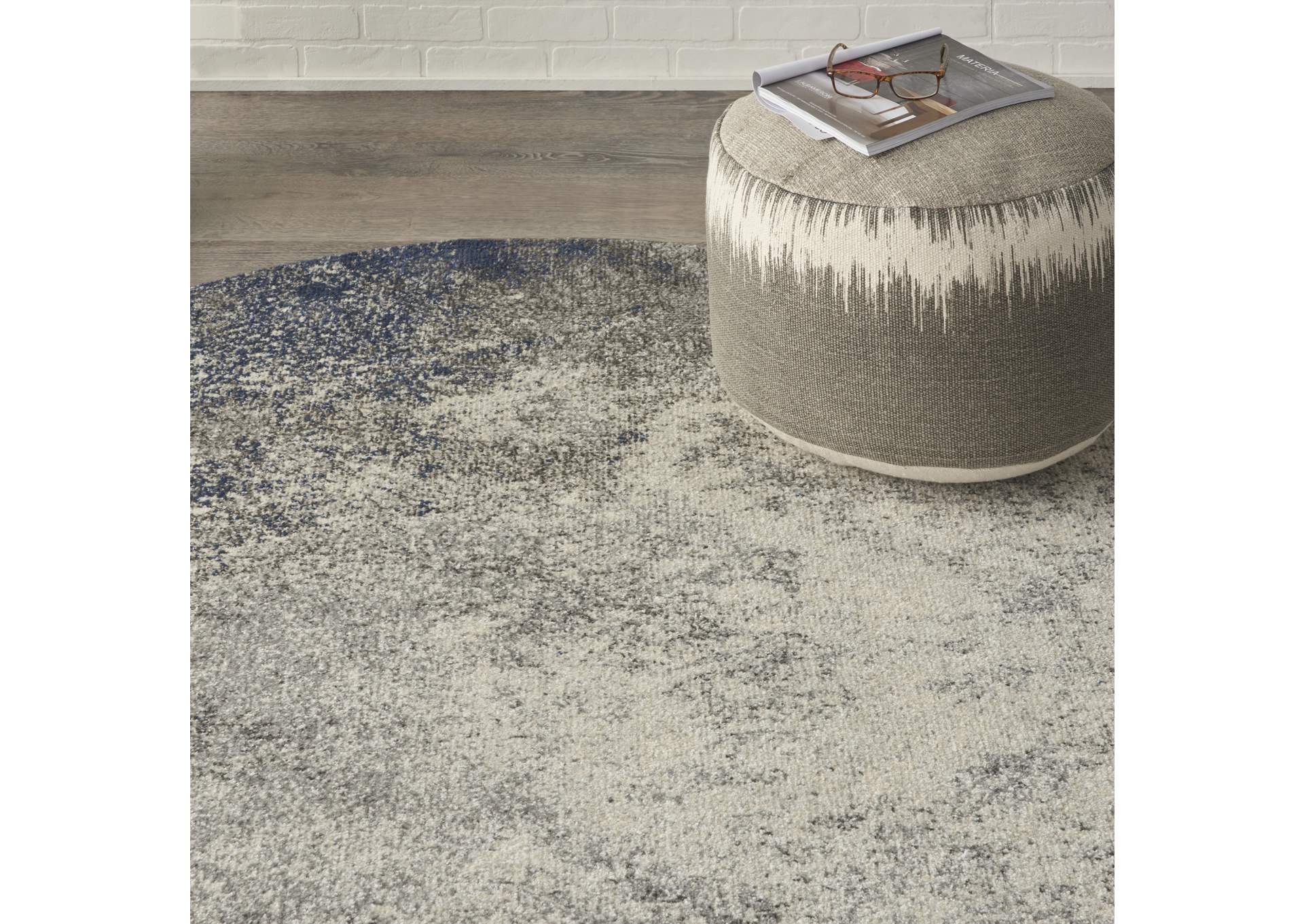Nourison Passion 4' Round Charcoal and Ivory Area Rug,Nourison