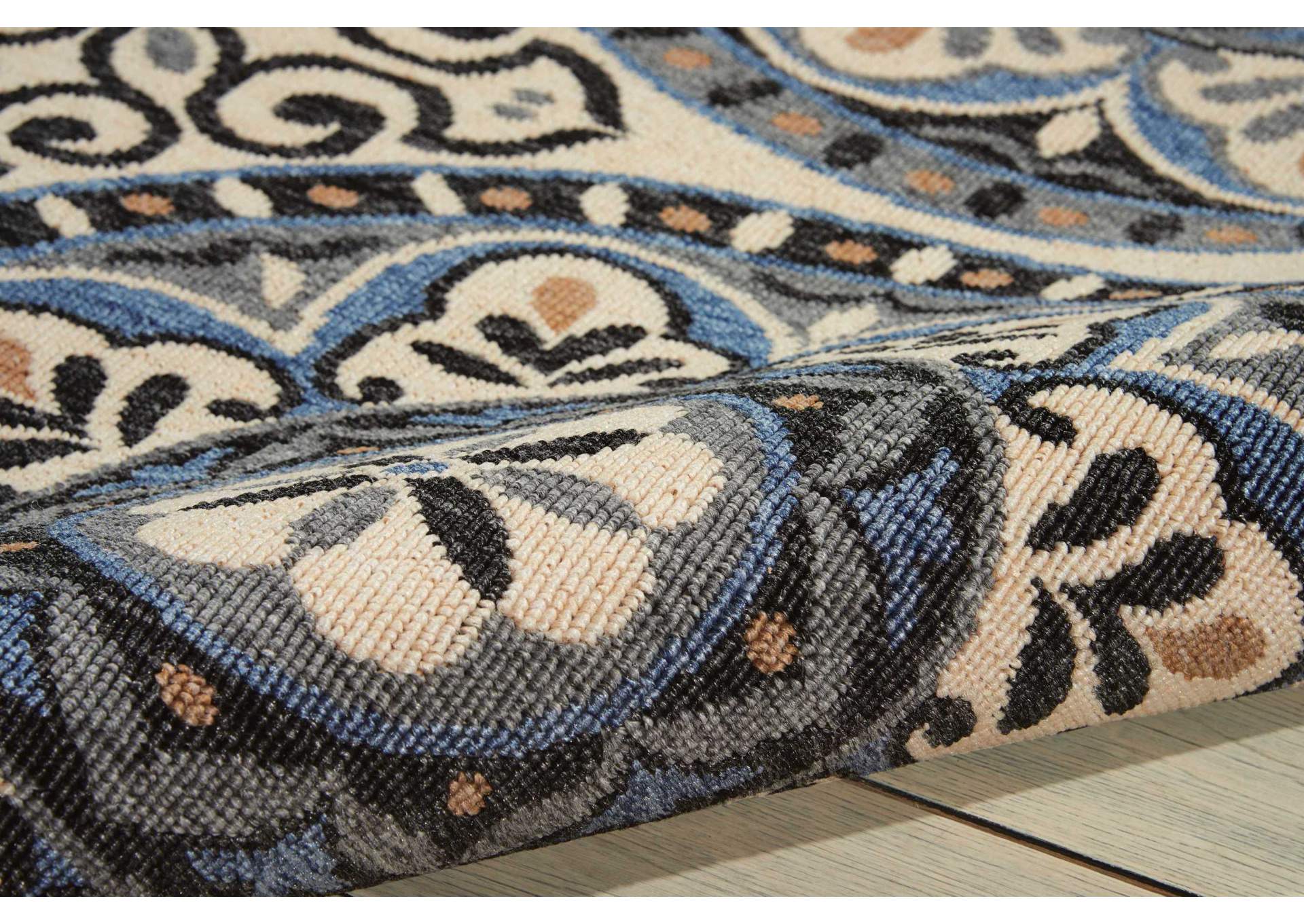 Nourison Caribbean CRB15 White and Black 4'x6' Area Rug,Nourison