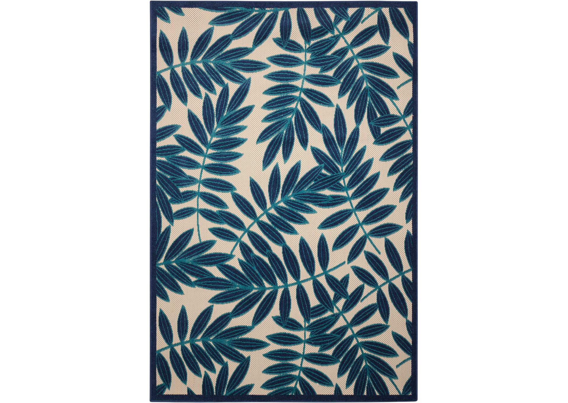 Nourison Aloha ALH18 Navy Blue and White 4'x6' Indoor-outdoor Area Rug,Nourison