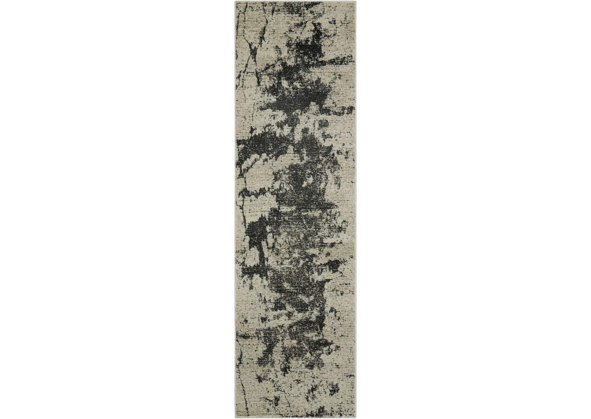 Nourison Maxell MAE07 Grey and White 8' Runner Hallway Rug,Nourison