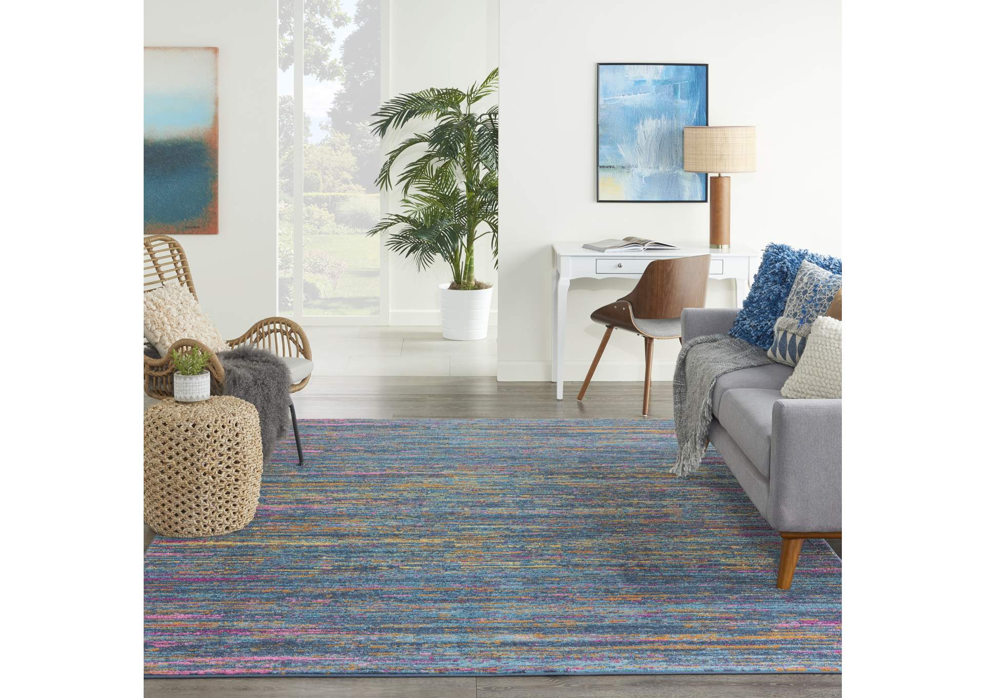 Nourison Passion 8'x10' Blue Multicolor Area Rug,Nourison