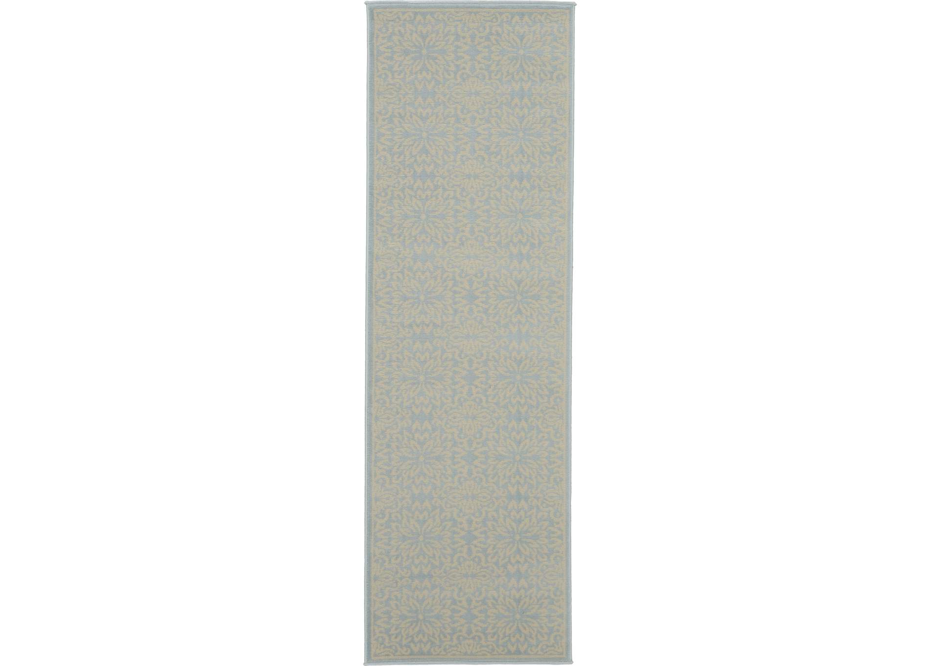 Nourison Jubilant JUB06 Light Blue 7' Runner Low-pile Hallway Rug,Nourison