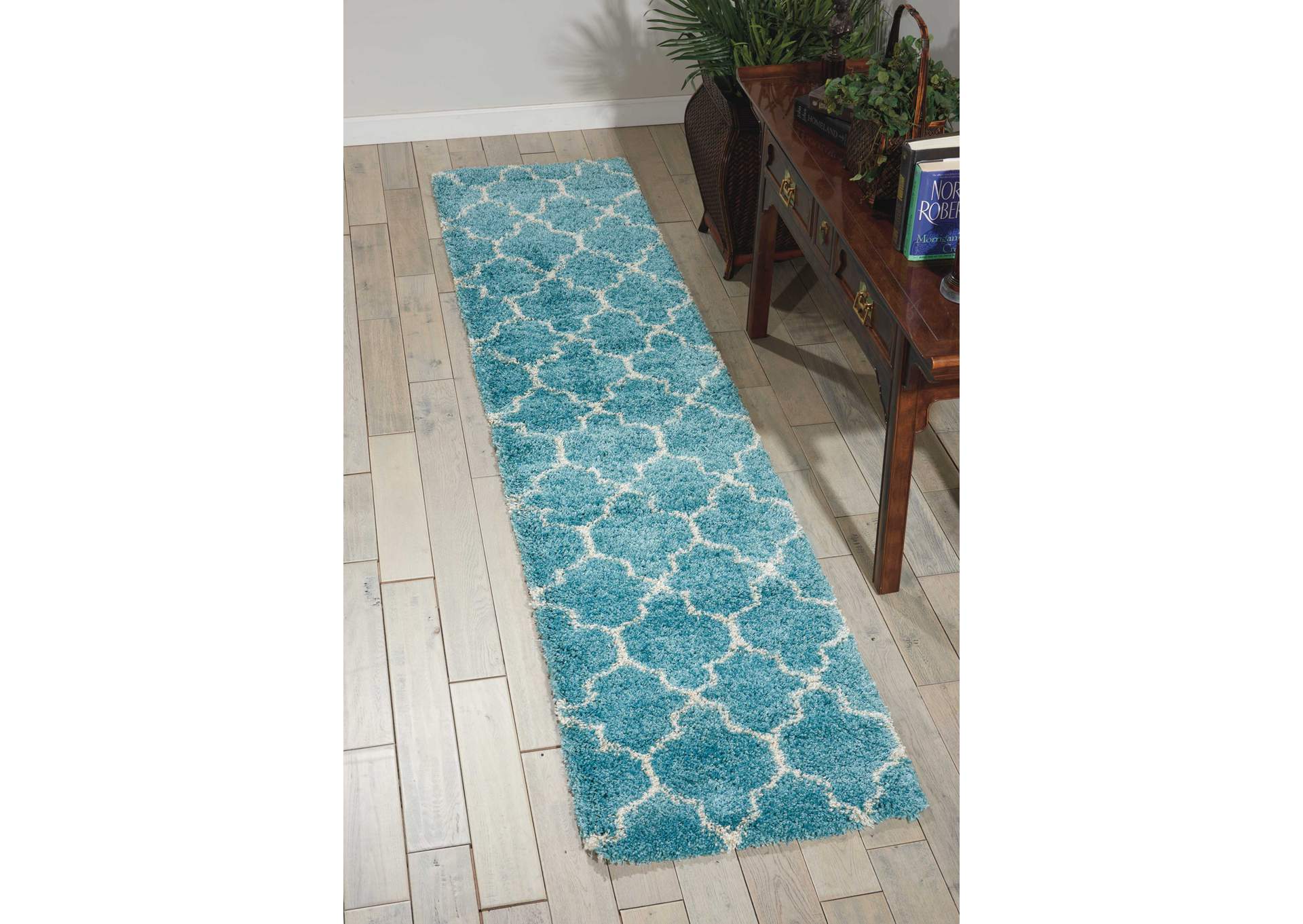 Nourison Amore AMOR2 Blue 10' Runner Hallway Rug,Nourison