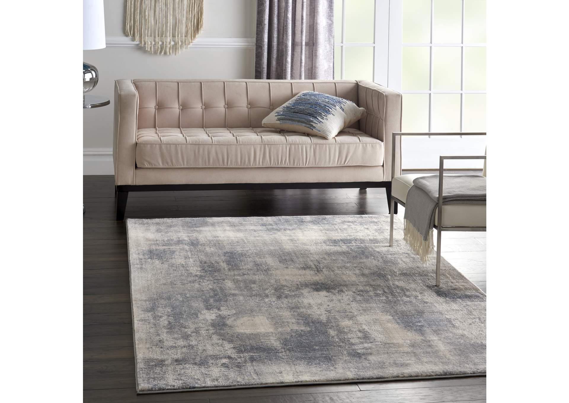 Nourison Rustic Textures RUS02 Slate Blue and Ivory 5'x7' Rustic Area Rug,Nourison