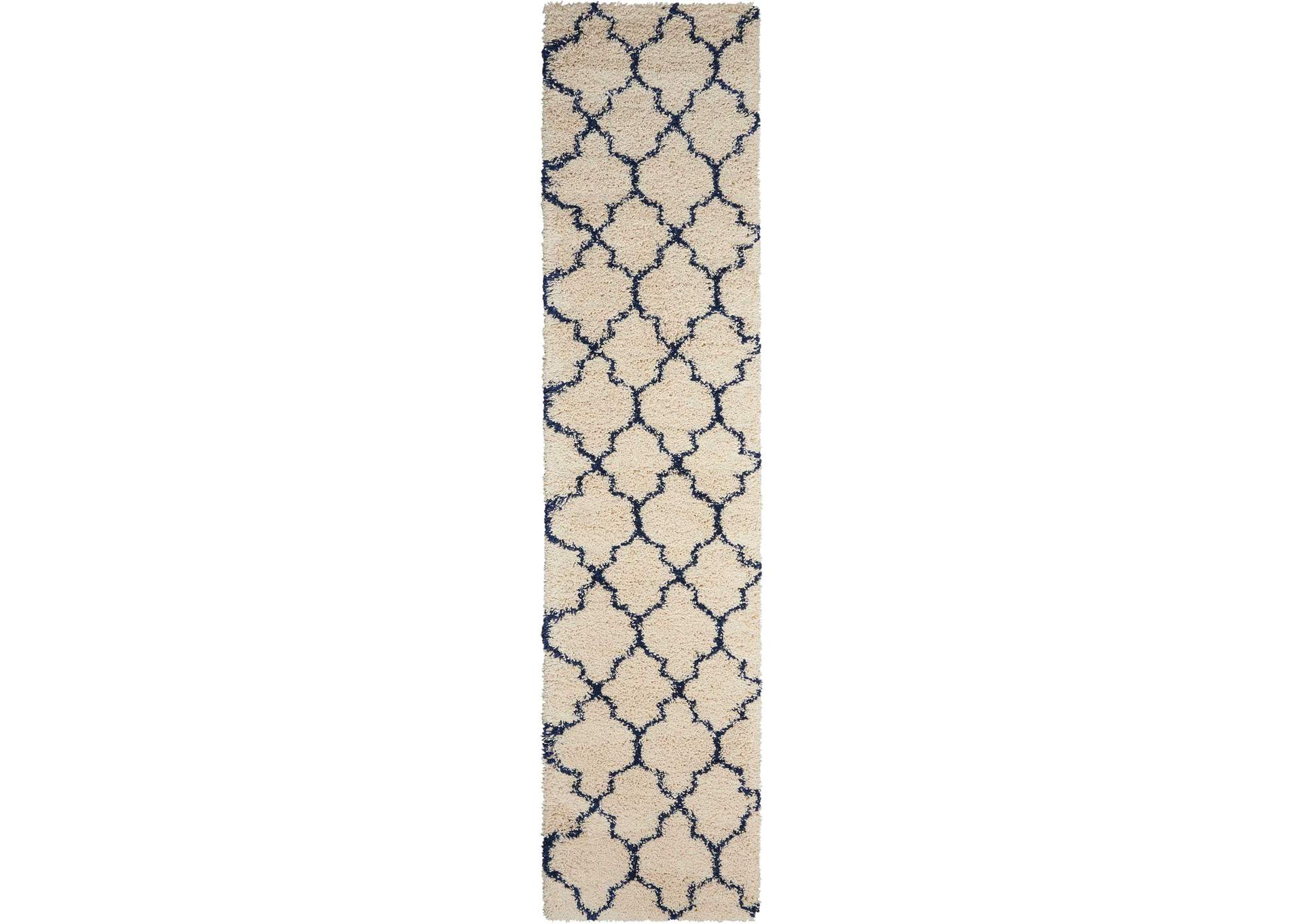 Nourison Amore AMOR2 Blue and Ivory 10' Runner Hallway Rug,Nourison