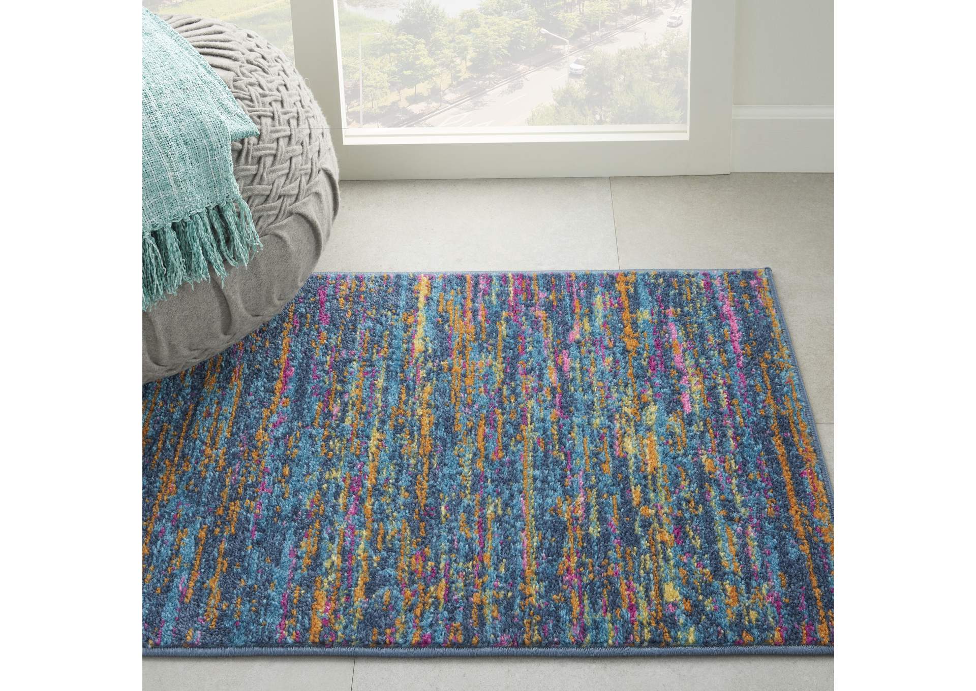 Nourison Passion 2'x3' Blue Multicolor Area Rug,Nourison