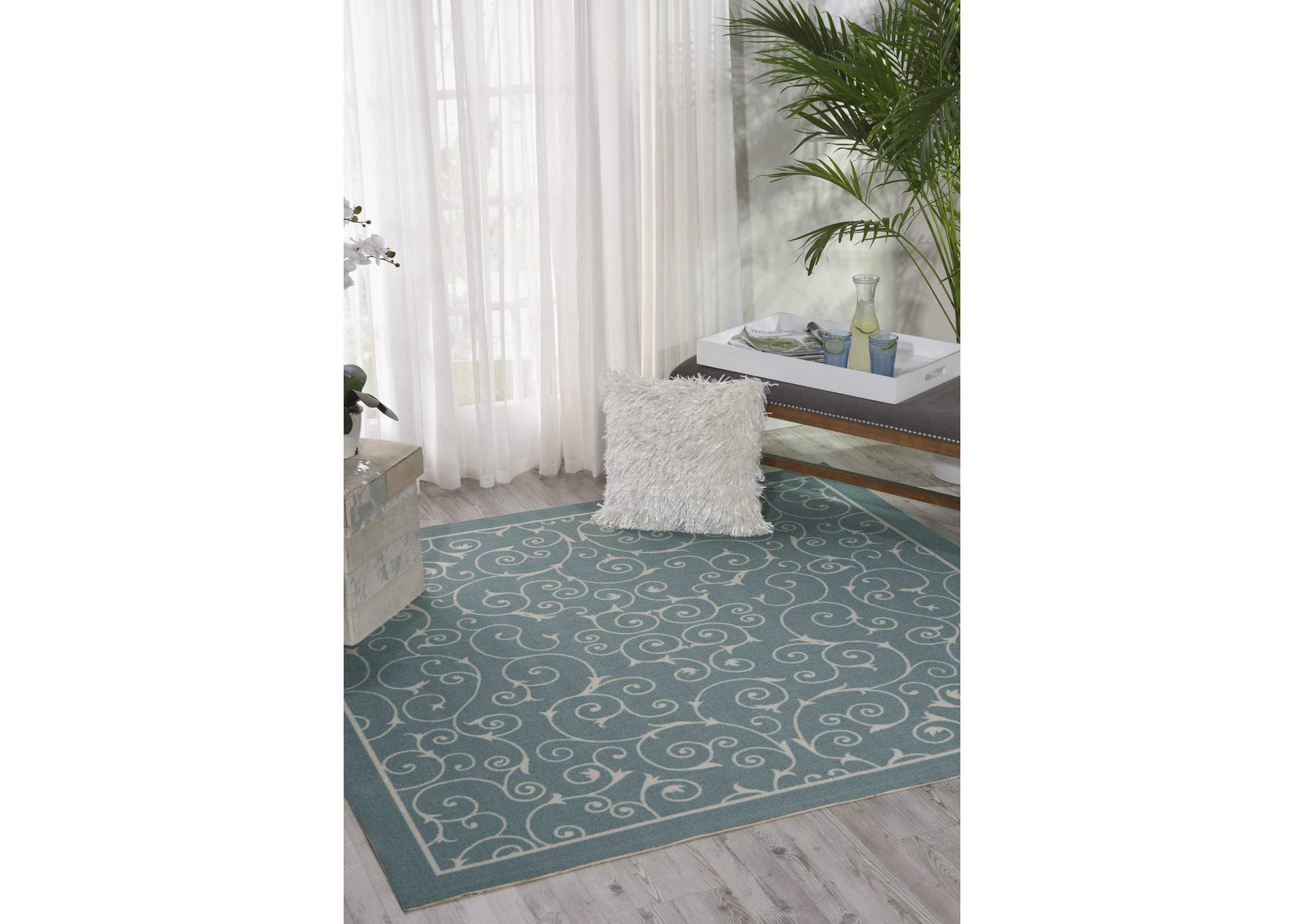Nourison Home & Garden RS019 Blue 4'x6' Area Rug,Nourison