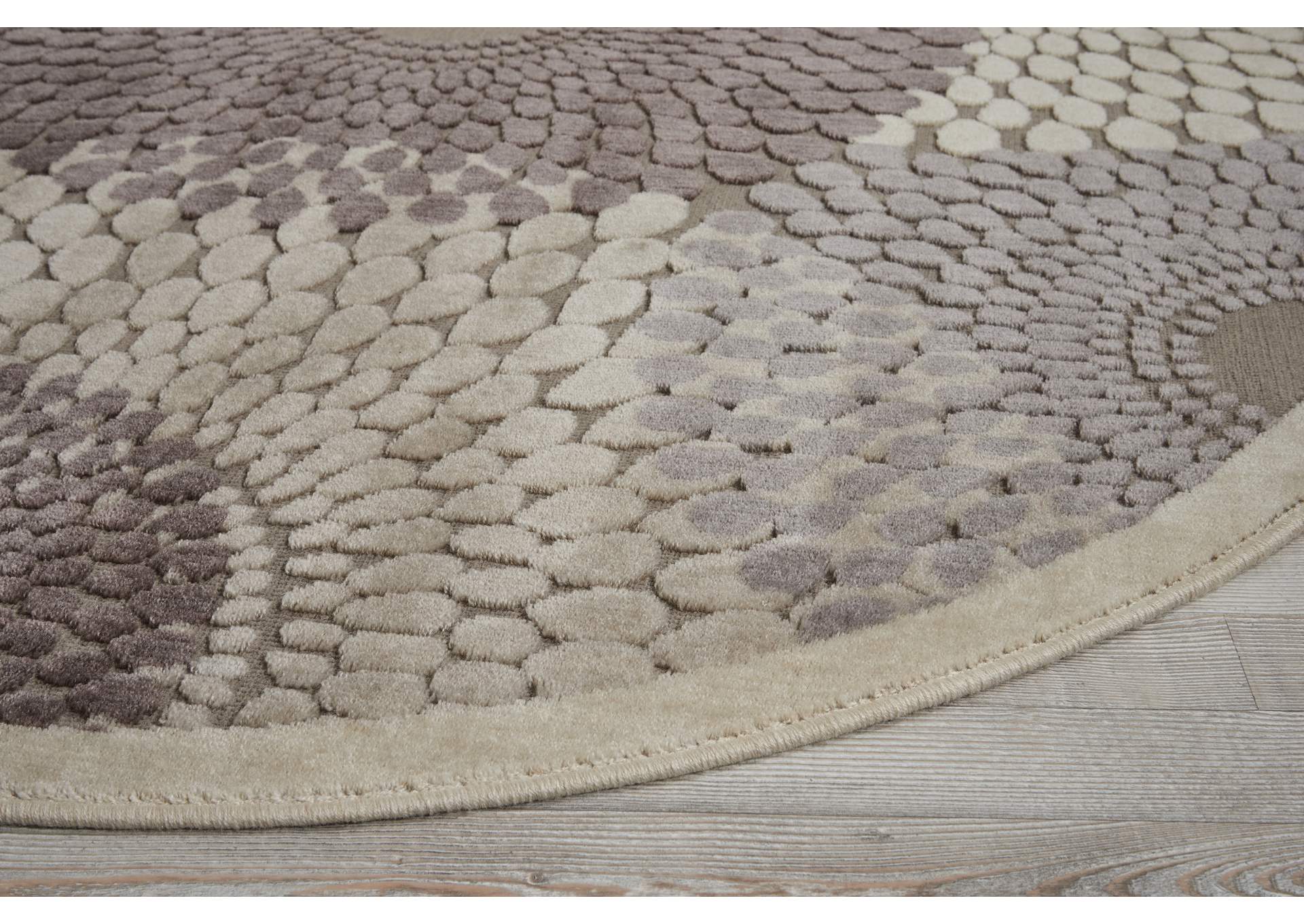 Nourison Graphic Illusions GIL04 Grey 5' Round Area Rug,Nourison