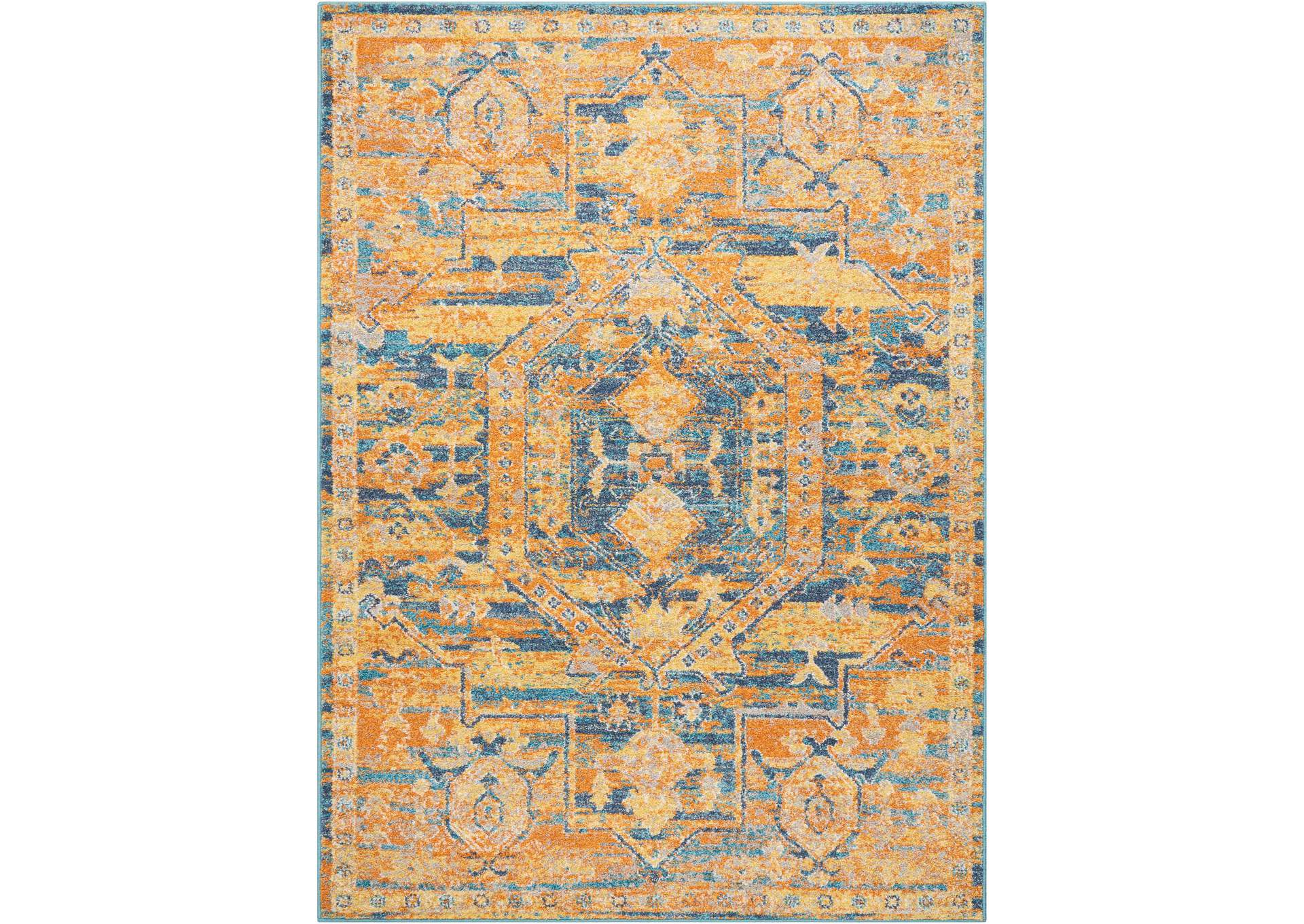 Nourison Passion PSN07 Orange and Blue 4'x6' Turkish Area Rug,Nourison