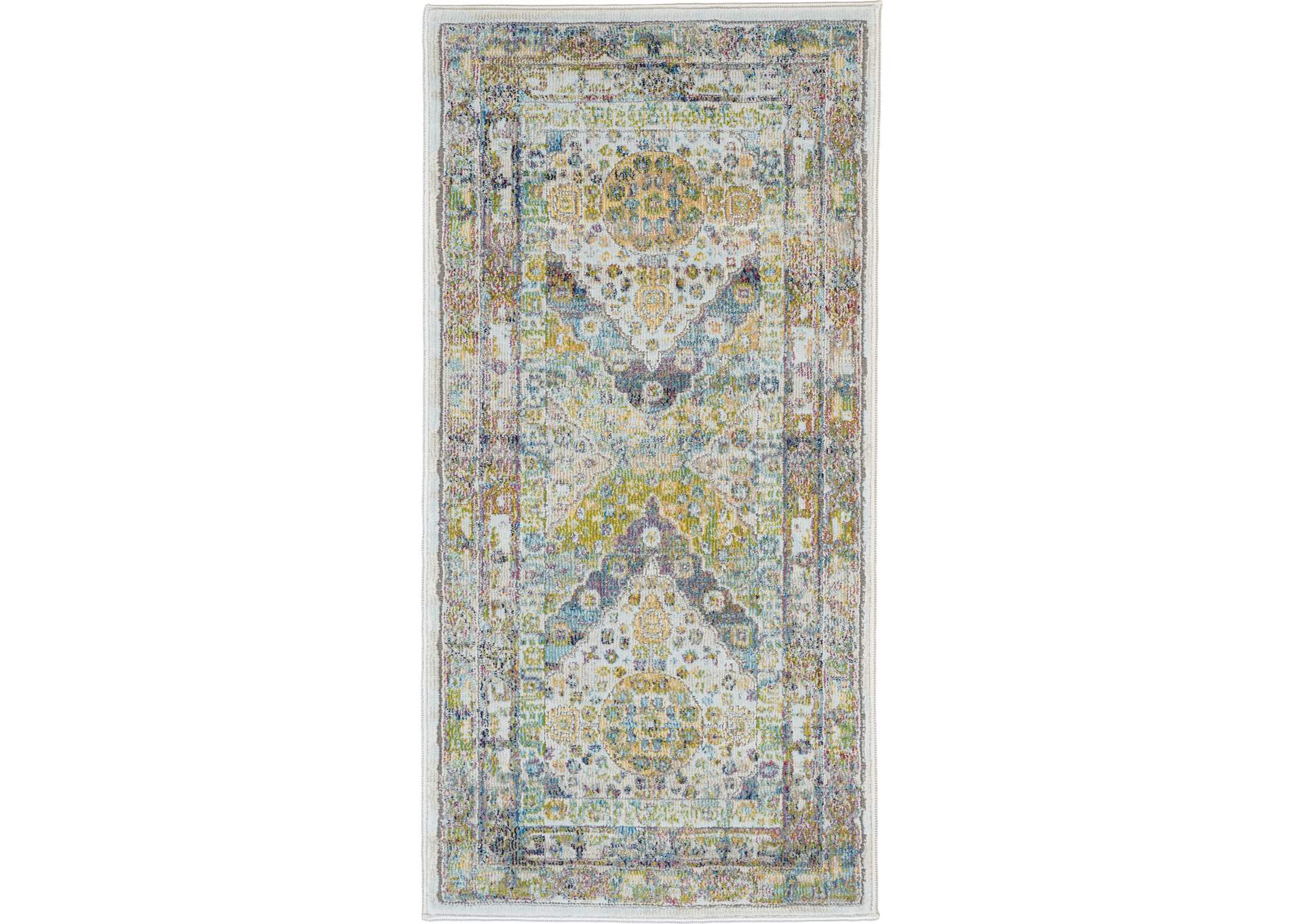Nourison Ankara Global ANR07 Blue and Green Farmhouse Area Rug,Nourison