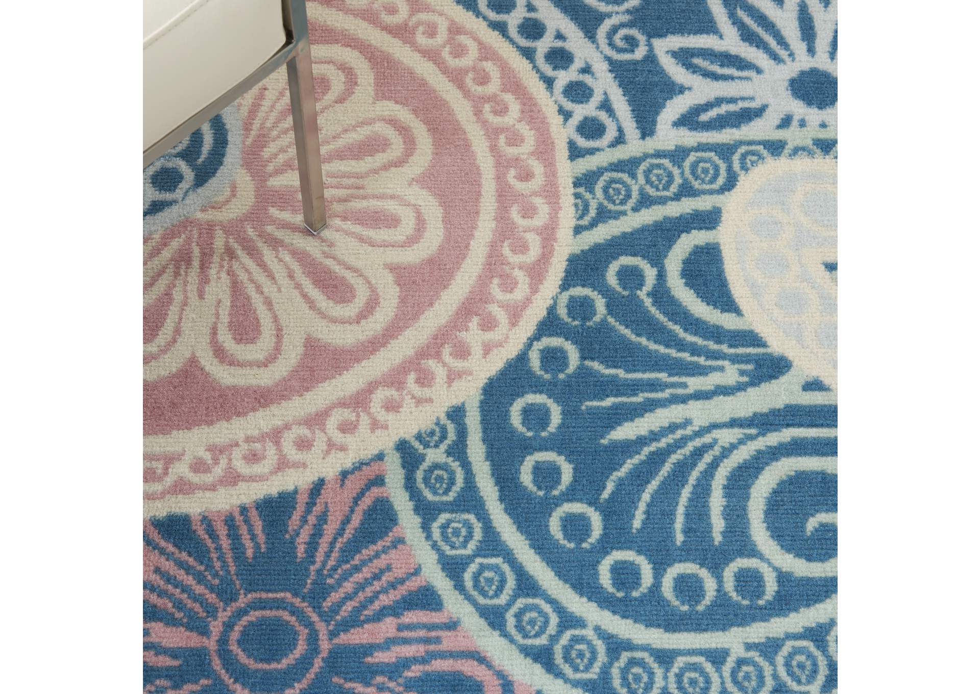 Nourison Jubilant JUB13 Pink and Blue 6'x9' Boho Area Rug,Nourison
