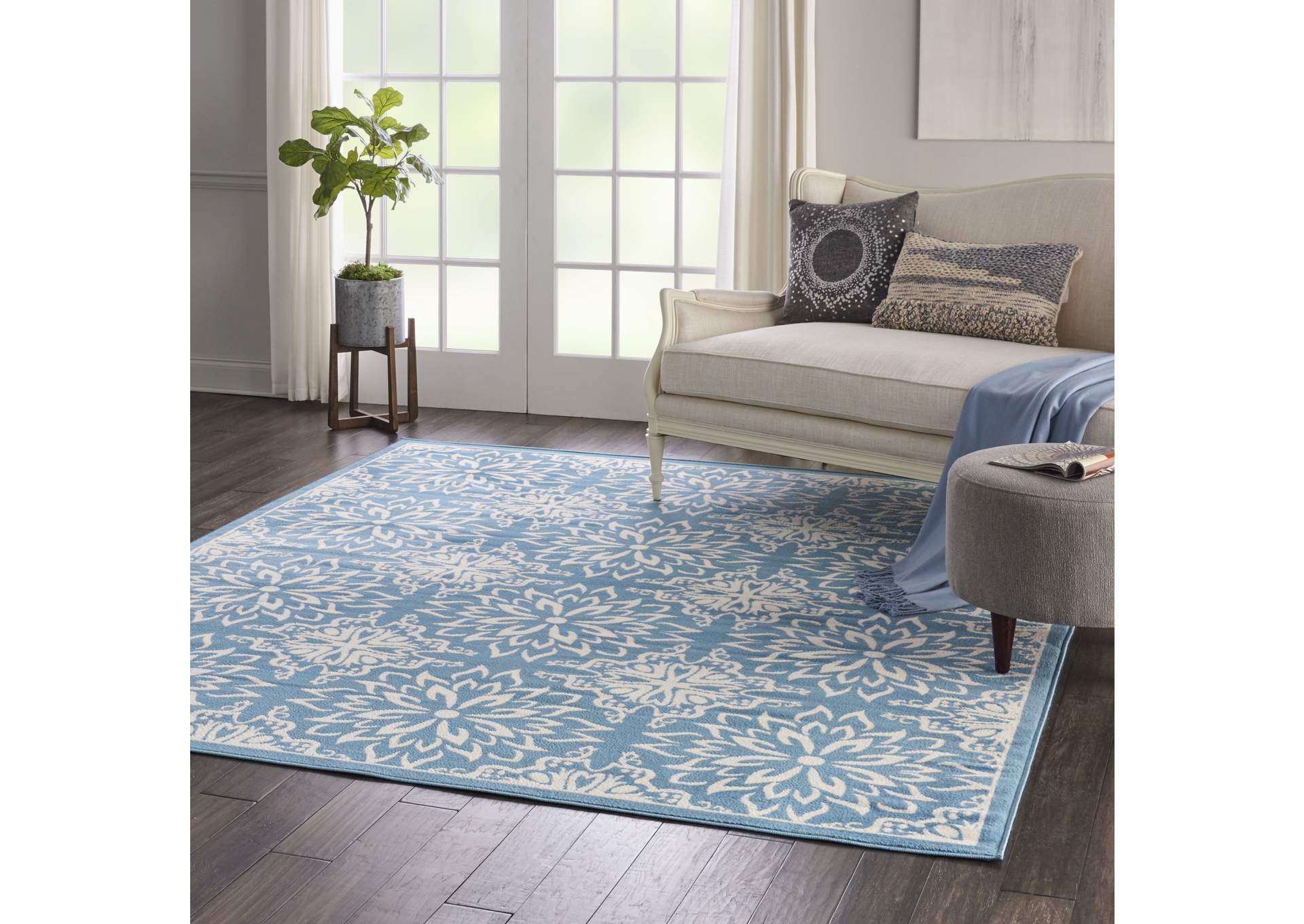 Nourison Jubilant 8' x 10' Ivory Blue Transitional Area Rug,Nourison