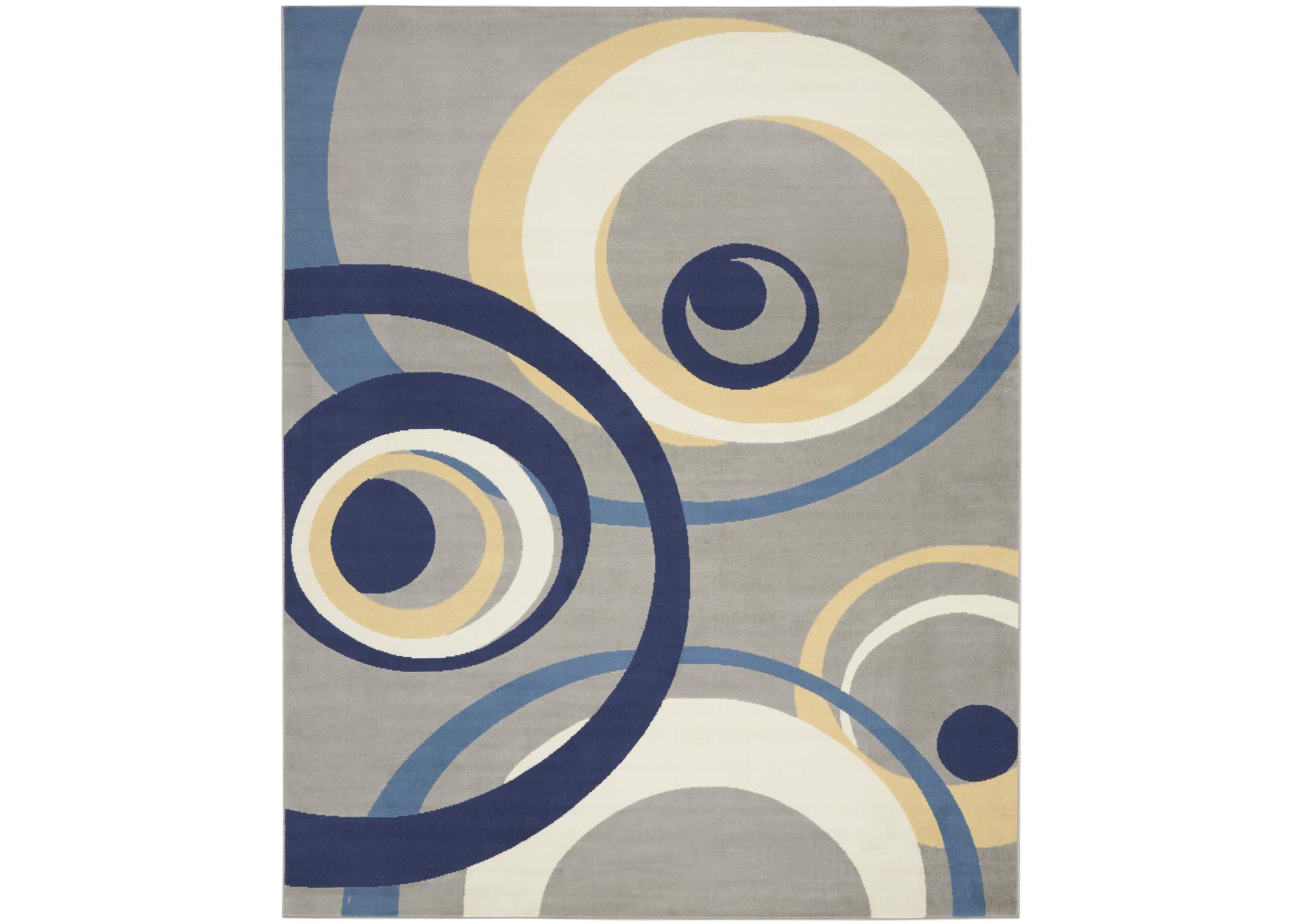 Nourison Grafix GRF21 Grey and Blue 8'x10' Large Rug,Nourison