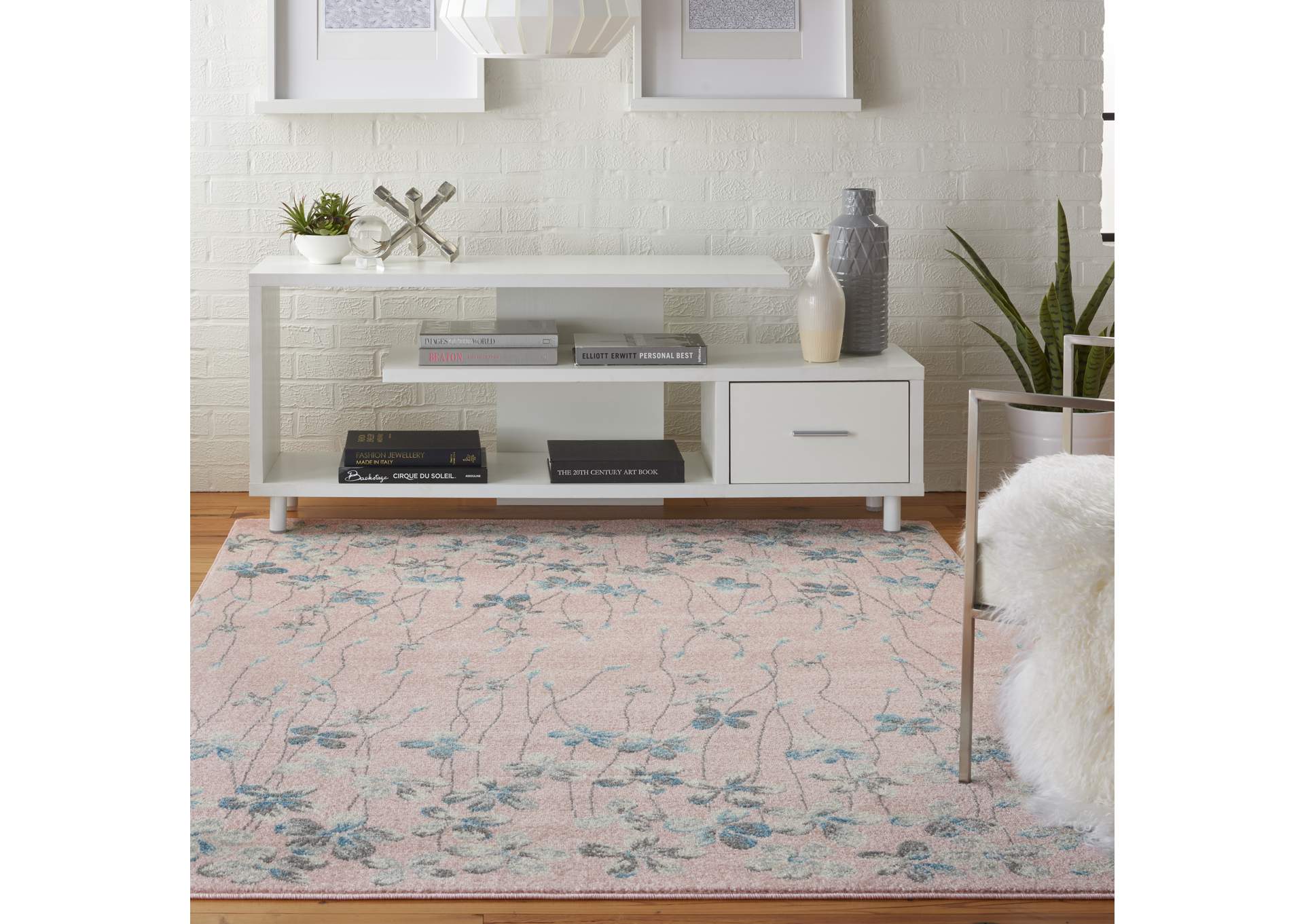 Nourison Tranquil TRA04 Pink 5'x7' Floral Area Rug,Nourison