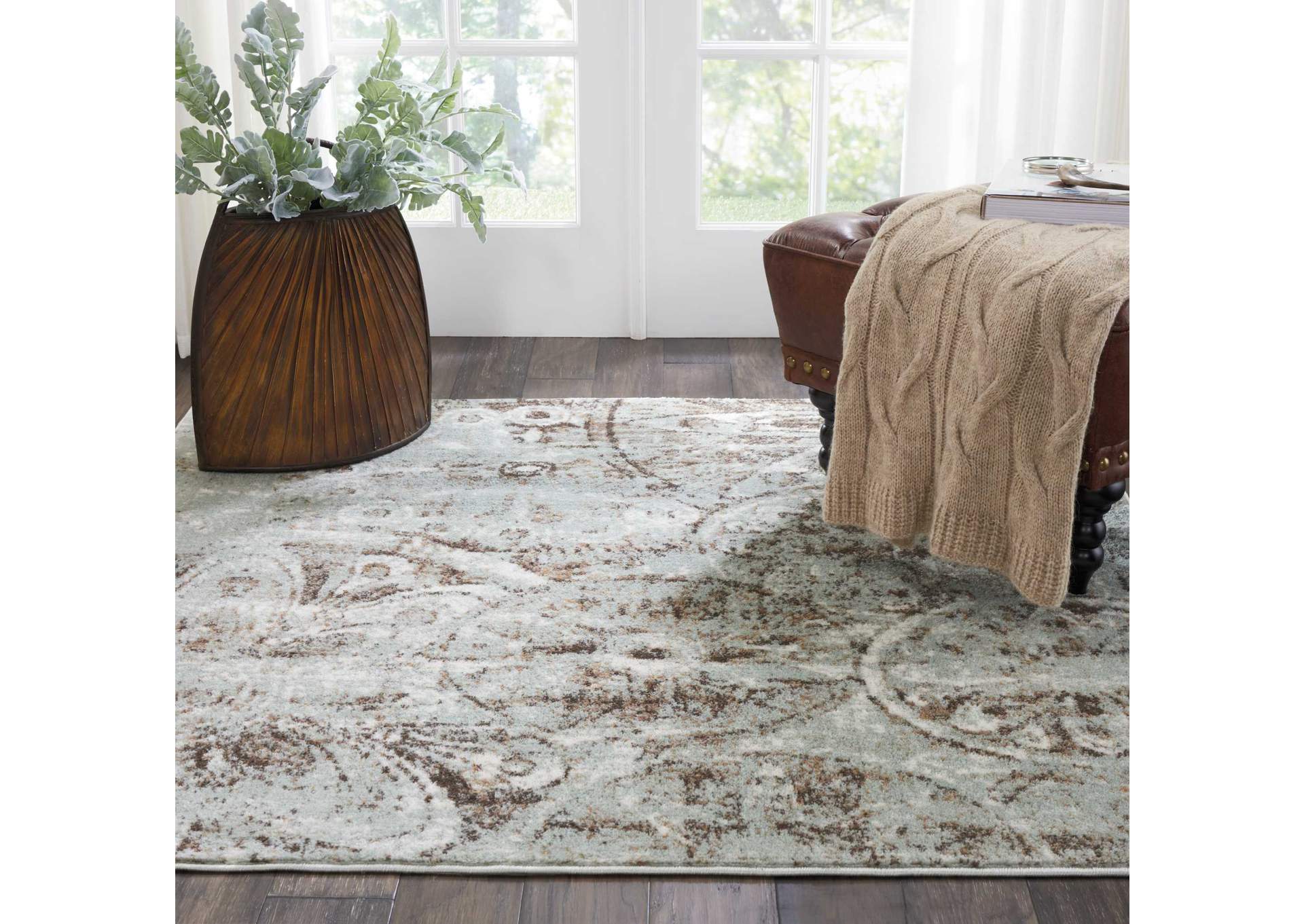 Nourison Euphoria EUP03 Grey 5' Square Area Rug,Nourison