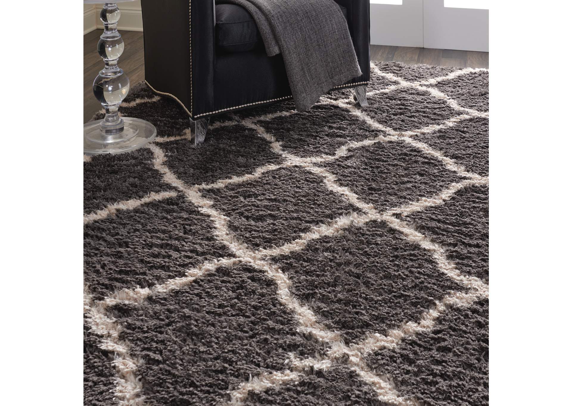 Nourison Luxe Shag LXS02 Dark Grey 9'x12' Oversized Rug,Nourison