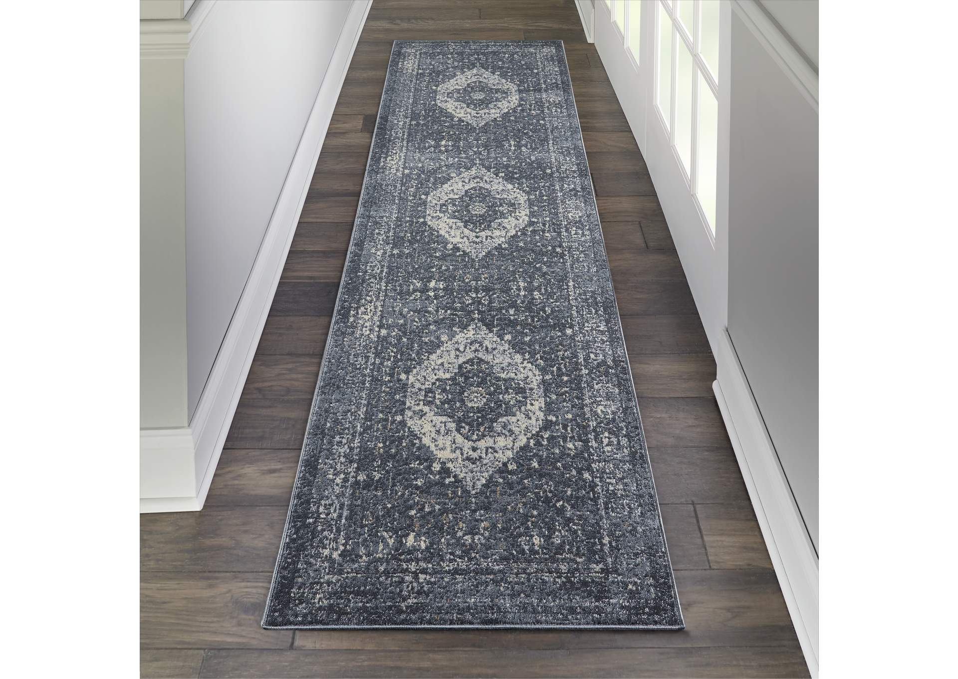 Malta by kathy ireland Home MAI11 Navy 8' Runner Area Rug,Nourison