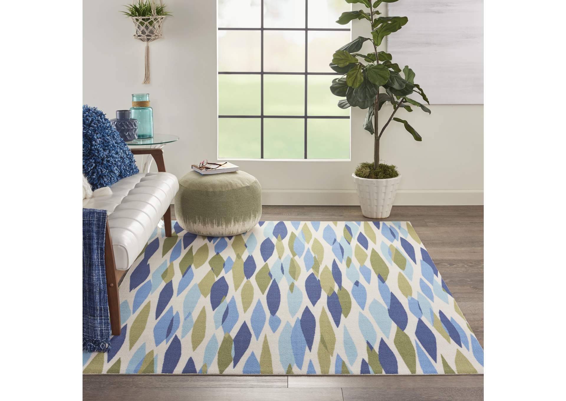 Waverly Sun N Shade SND01 Green 4'x6' Area Rug,Nourison