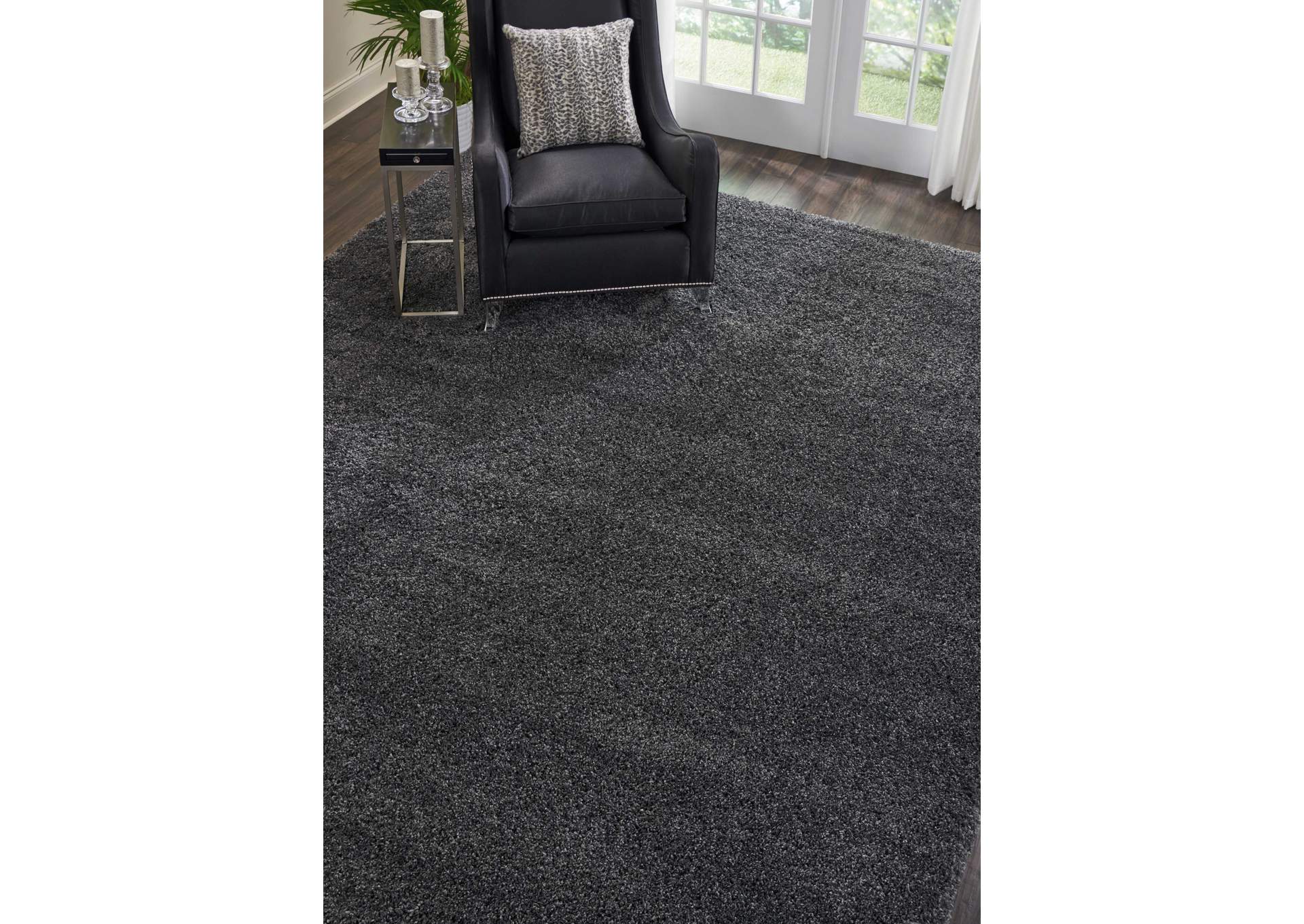 Nourison Malibu Shag MSG01 Charcoal 9'x12' Oversized Rug,Nourison