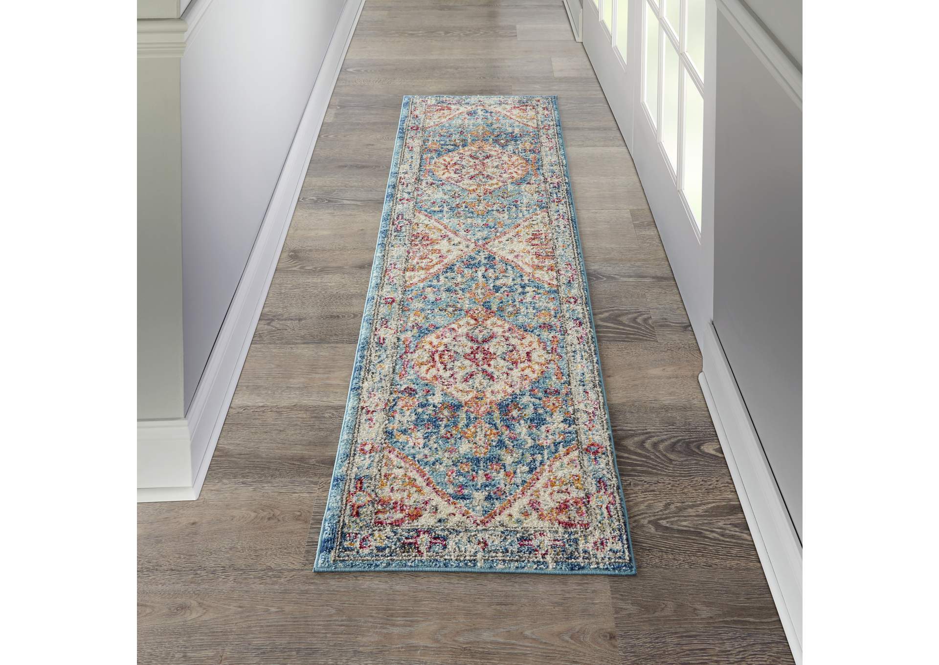 Nourison Passion 8' Runner Ivory Light Blue Area Rug,Nourison